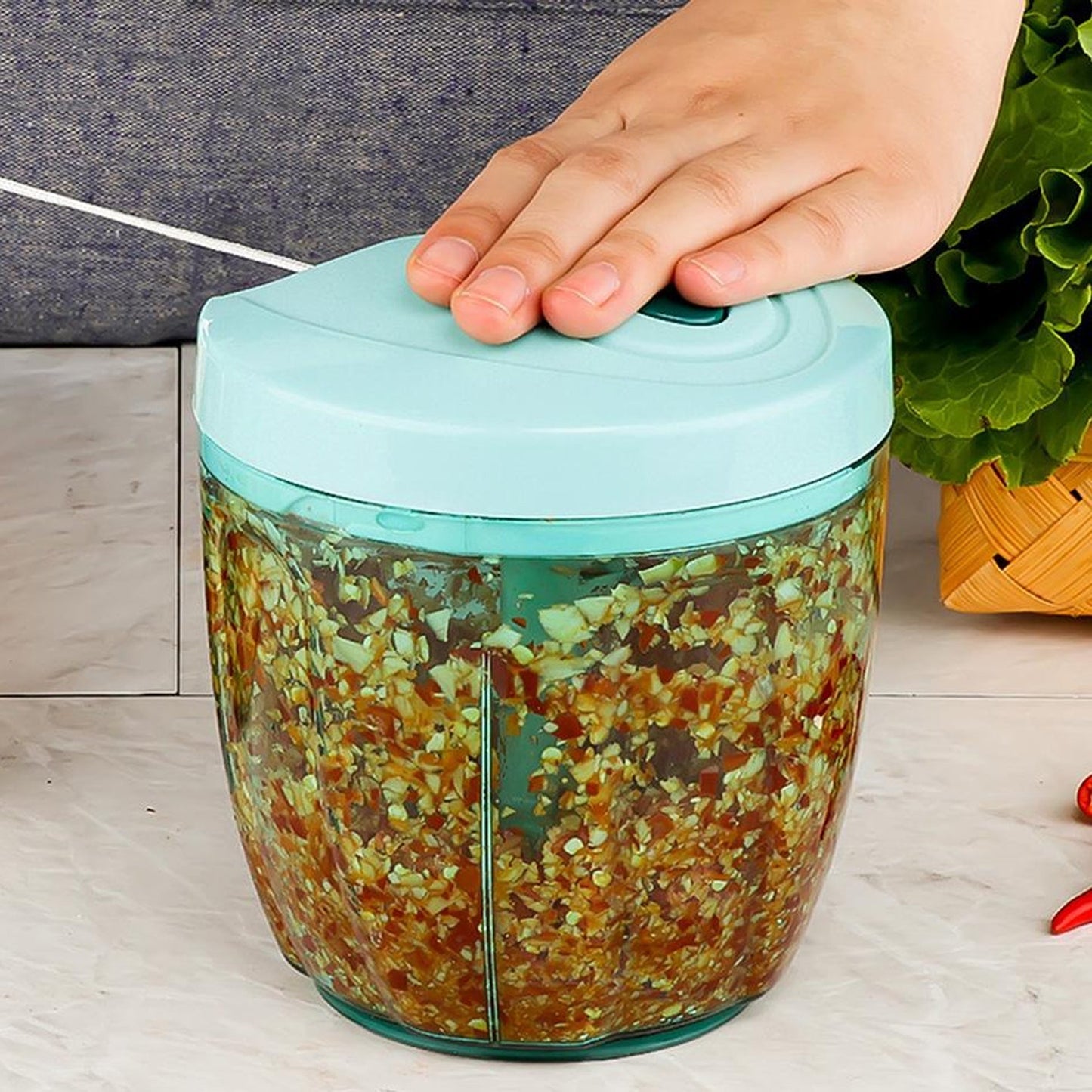 Manual Stainless Steel Compact Extra Sharp Hand Held Vegetable Chopperslicer With 5 Blades (750 Ml) - Happy Price - Image 5