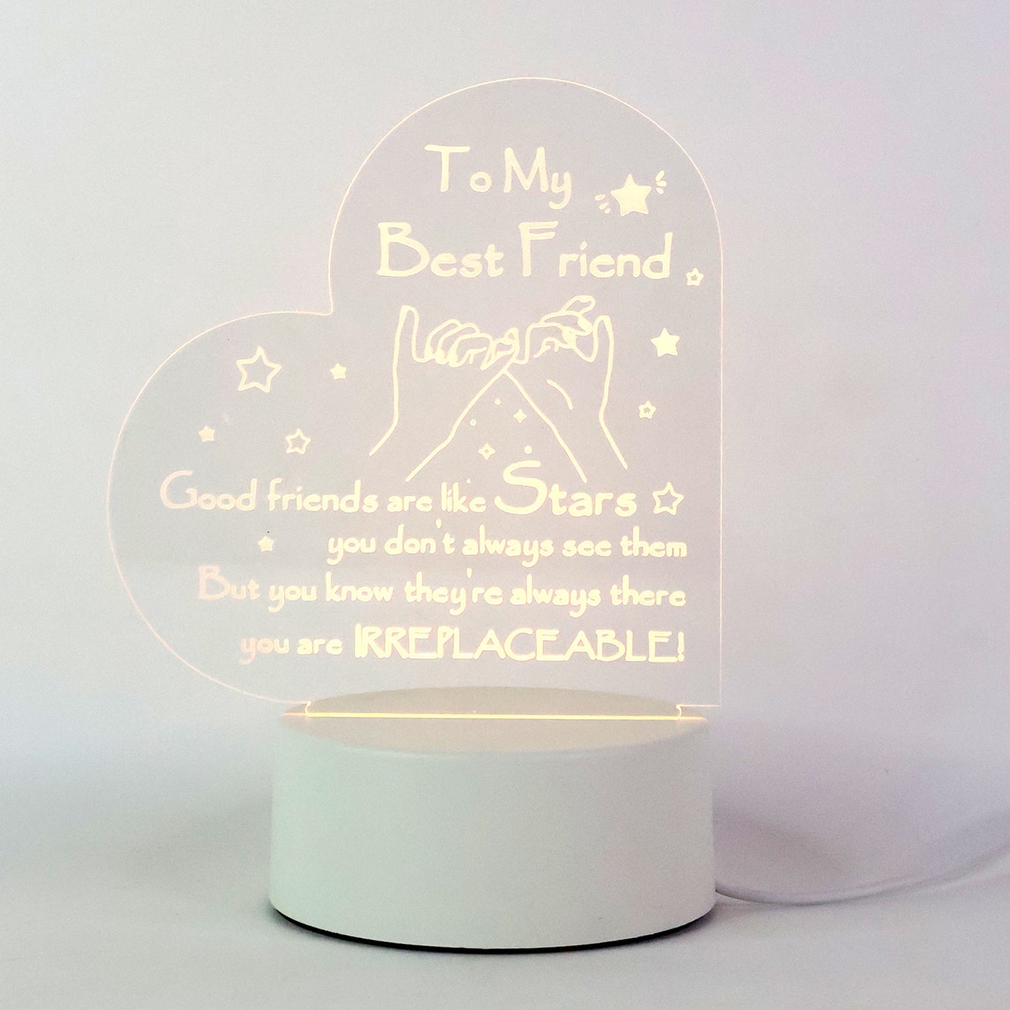 Heart Shape 3D LED Acrylic Night Lamp - Friendship Gift (1 Pc) - Happy Price - Image 2