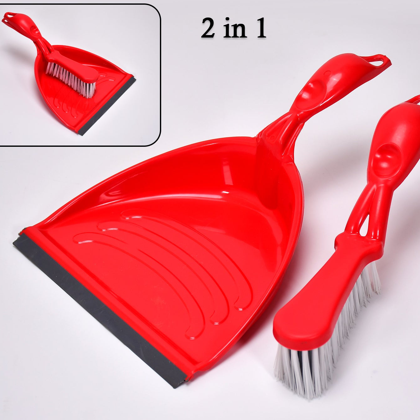 Durable Plastic Dustpan and Brush Set with Long Handle for Home Cleaning - Happy Price - Image 1