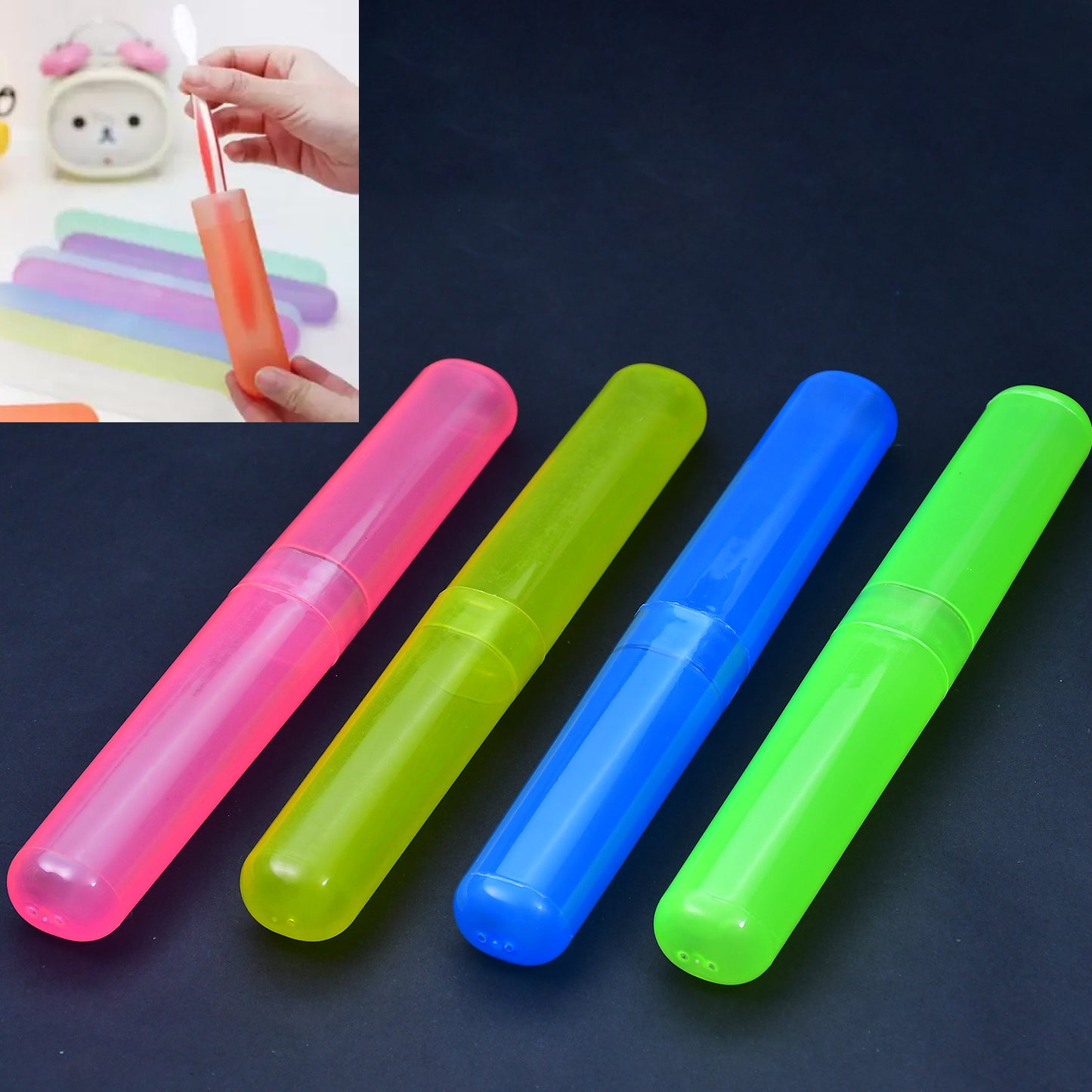 4pc Plastic Toothbrush Cover Anti Bacterial Toothbrush Container- Tooth Brush Travel Covers Case Holder Cases - Happy Price - Image 4