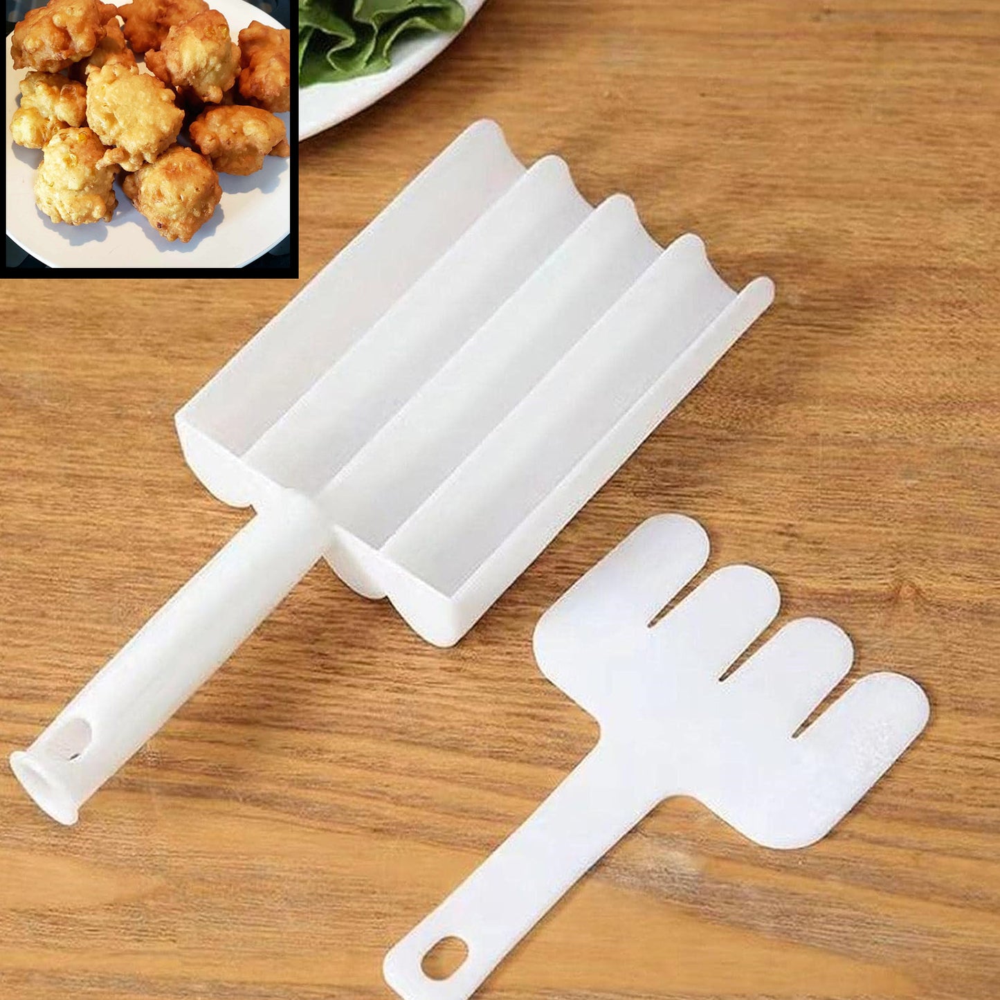 Small Multifunction Fritters Maker - Creative Fritters Scoop Multi-function Ball Maker Portable Maker For Making Cake Balls Ice Cream Spoon Doughnut Hand Cutting Scoop(2pc Set) - Happy Price - Image 2