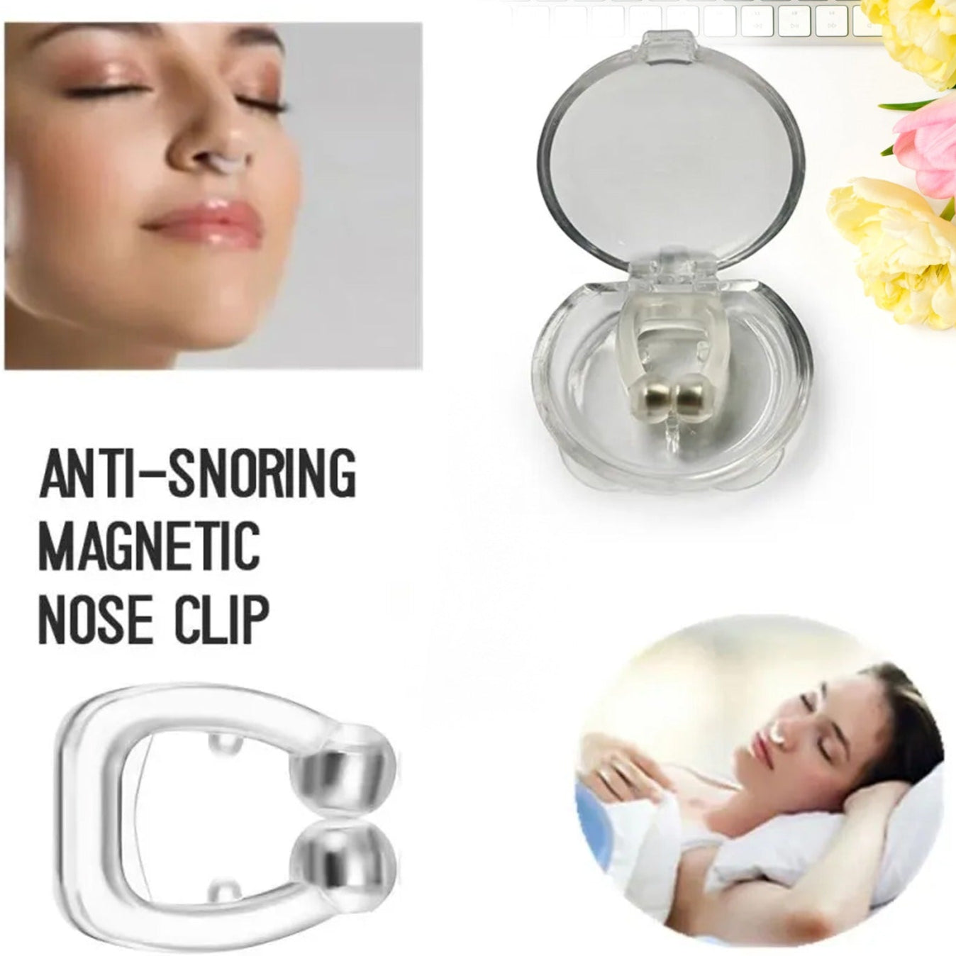 Anti Snore Device For Men And Woman Silicone Magnetic Nose Clip For Heavy Snoring Sleeper Snore Stopper Anti Snoring Device (1 Pc) - Happy Price - Image 1