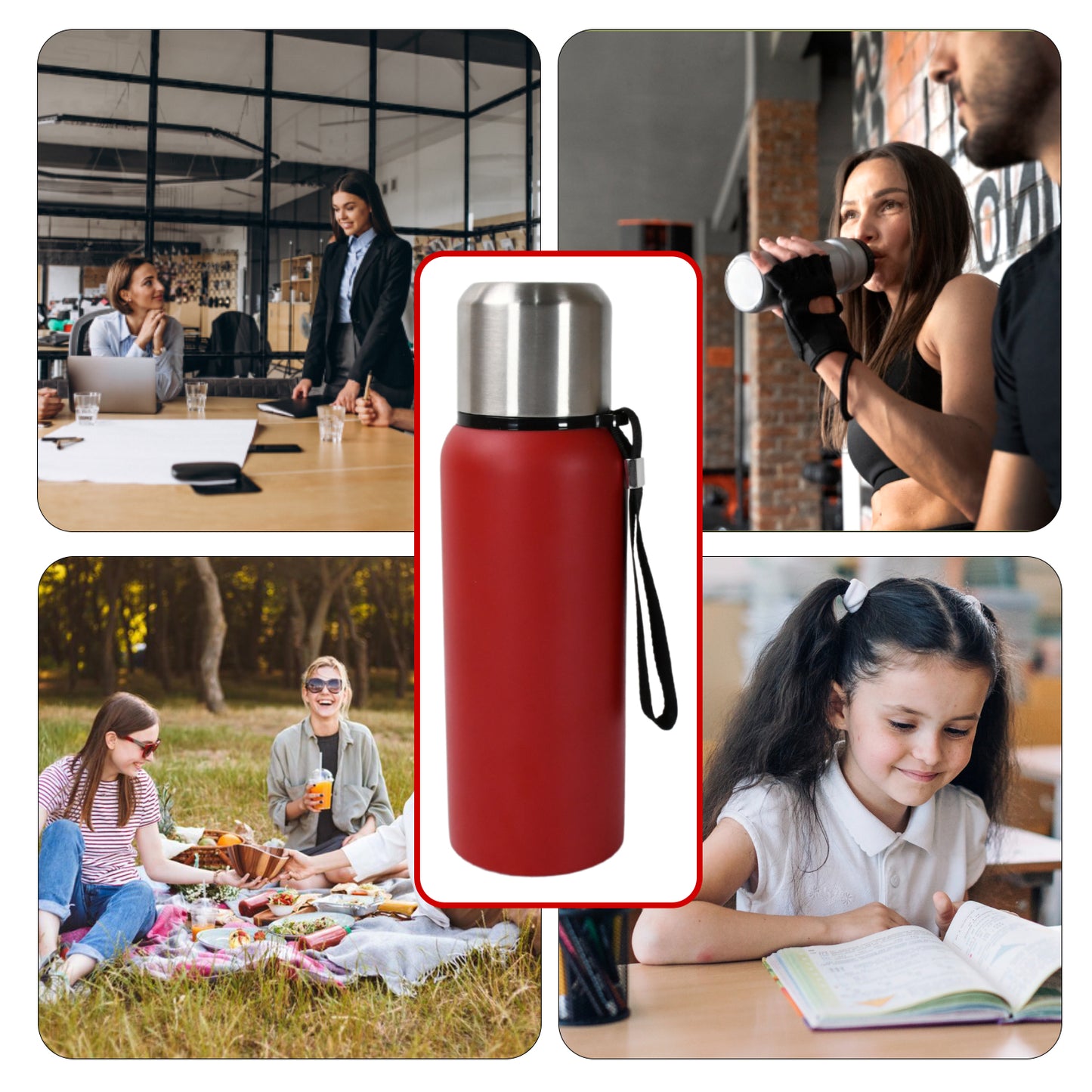 Stainless Steel Water Bottle Fridge Water Bottle Stainless Steel Water Bottle Leak Proof Rust Proof Cold Hot Thermos Steel Bottle Leak Proof Office Bottle Gym Home Kitchen Hiking Trekking Travel Bottle (1000ml800mlapprox 600ml) - Happy Price - Image 5