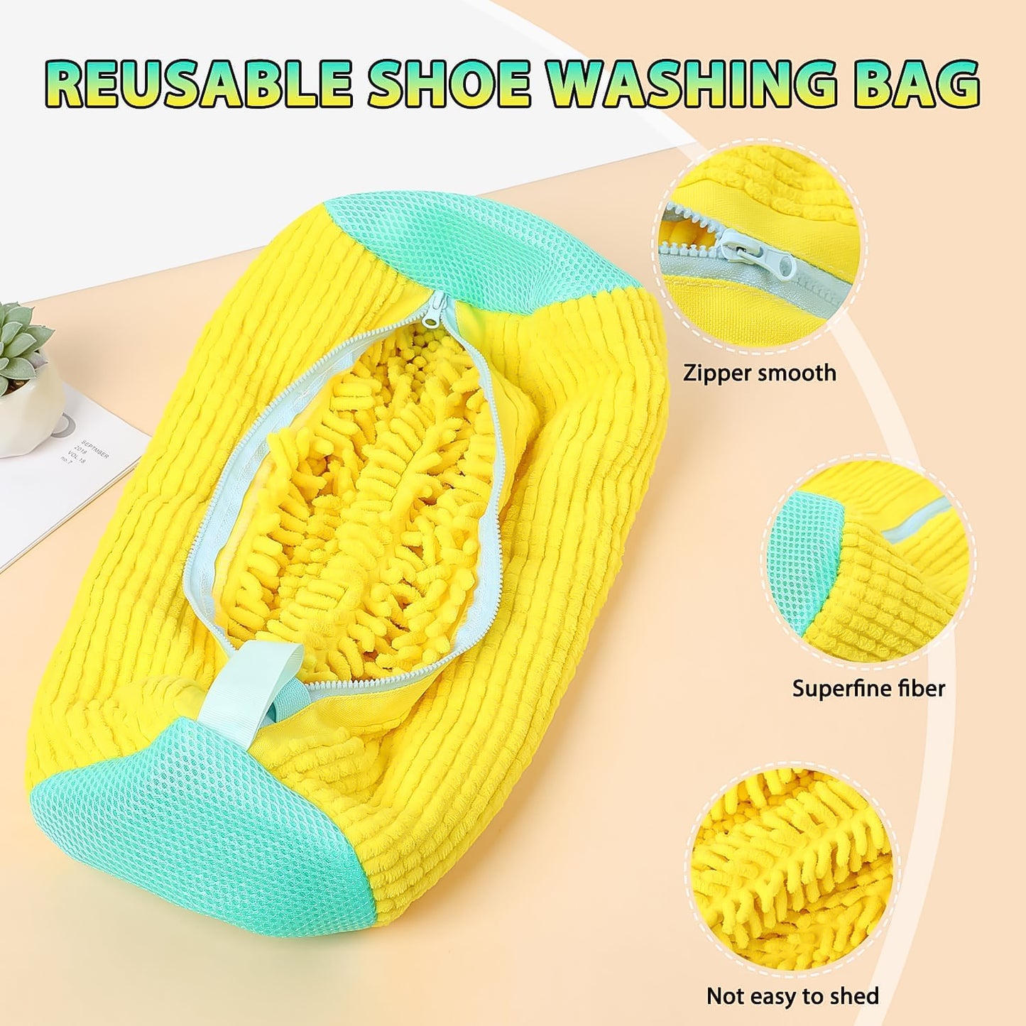 Shoe Cleaning Mop Cover With Microfiber Chenille Lining Zipper (1 Pc) - Happy Price - Image 5