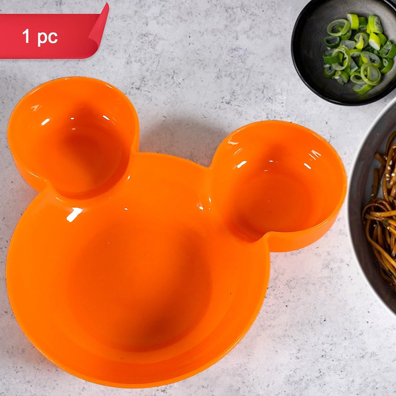 Mickey Mouse Shape Plates For Kids Bpa Free Unbreakable Childrens Food Plate Kids Bowl Fruit Plate Baby Cartoon Bowl Plate Tableware (1 Pc) - Happy Price - Image 1