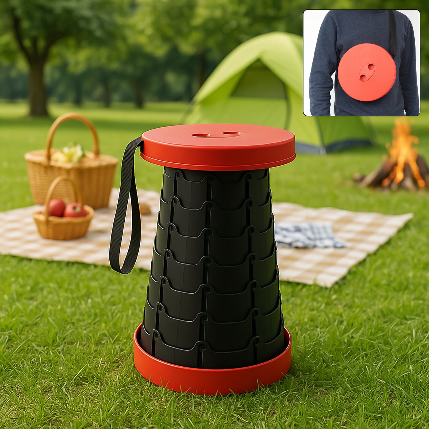 Adjustable Portable Folding Stool (1 Pc) - Retractable & Lightweight - Happy Price - Image 7
