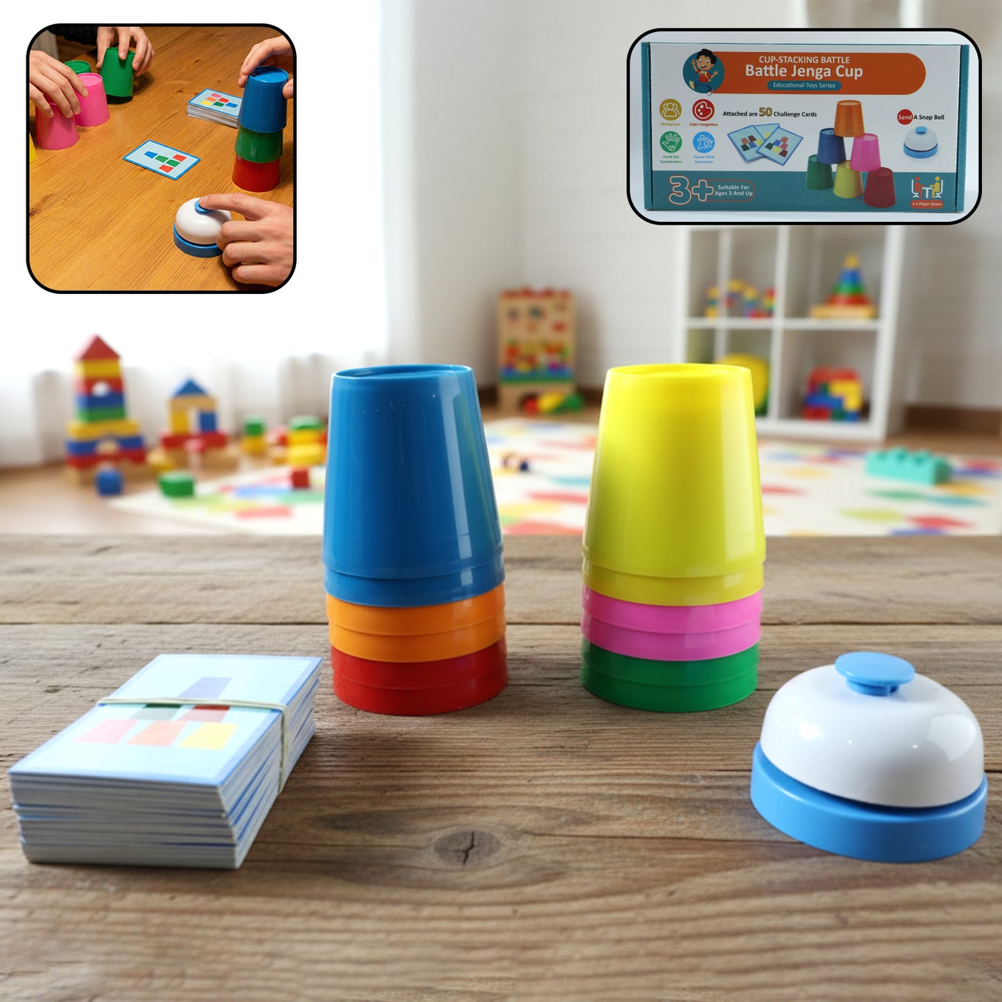 Speed Stacking Cup Game Set with Challenge Cards and Bell - 1 Set - Happy Price - Image 2