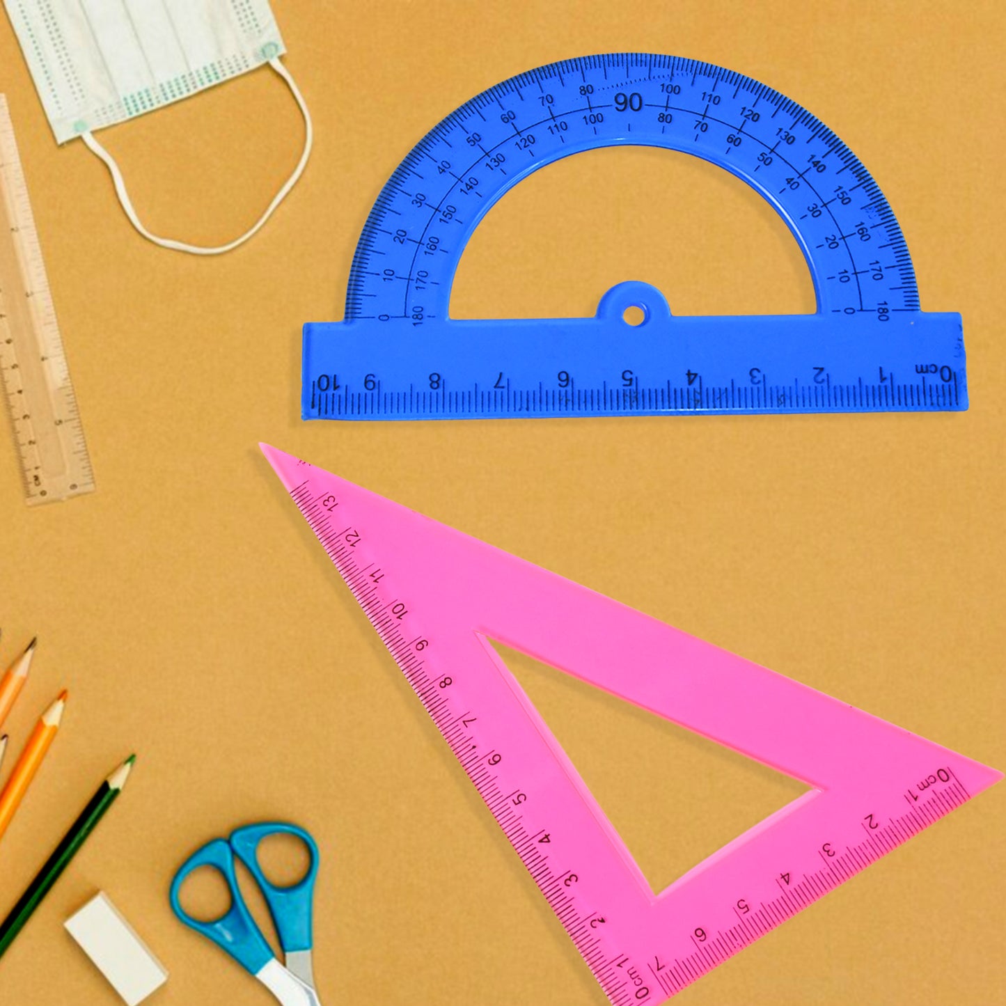 4-piece Geometry Set Triangle Ruler Protractor Straight Ruler - Happy Price - Image 6