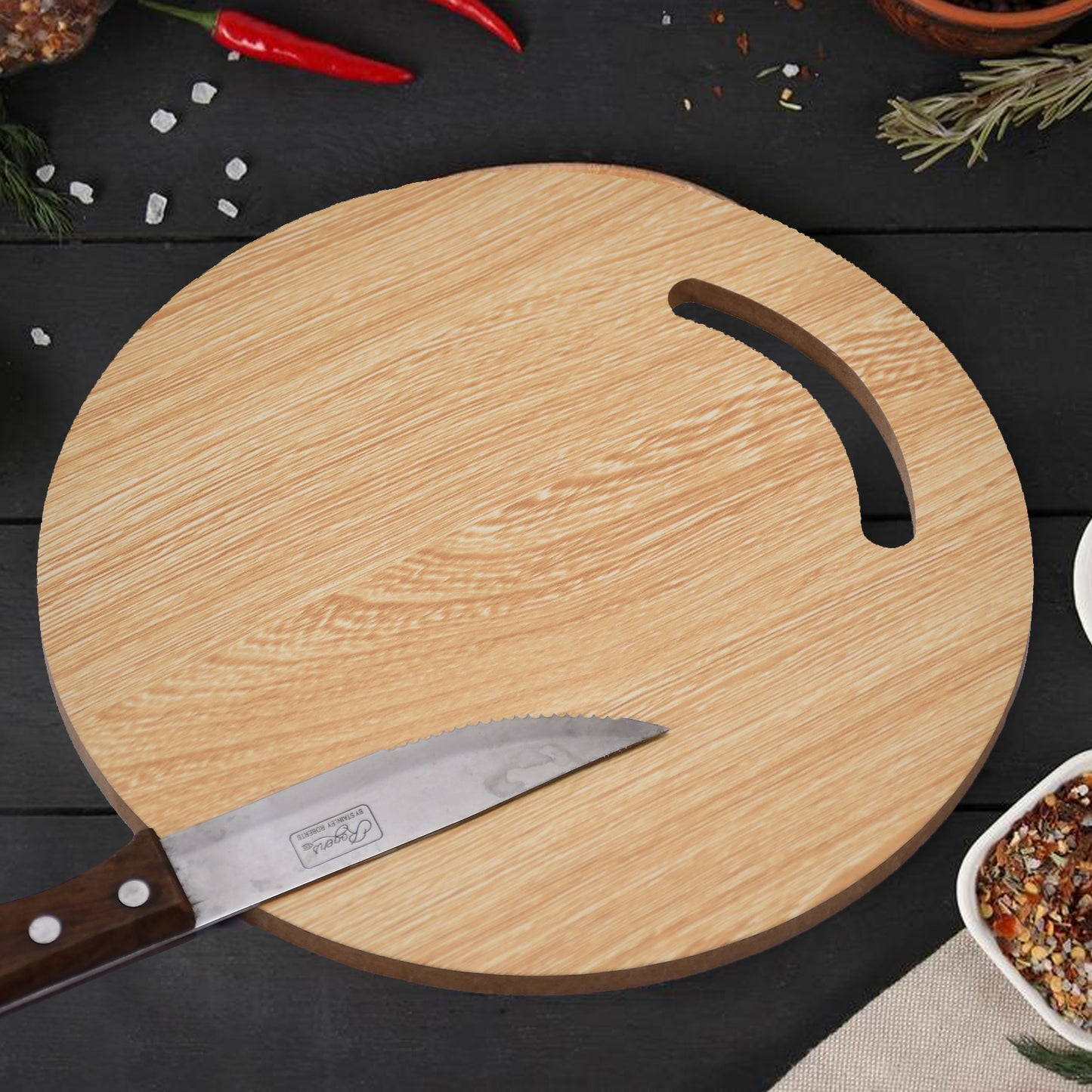 Wooden Round Chopping Board For Chopping Fruit Vegetable - Happy Price - Image 6