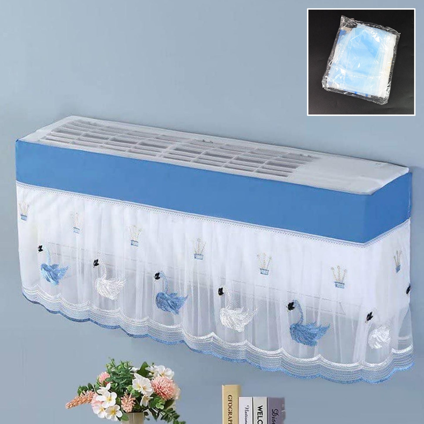Ac Cover Air Conditioning Dust Cover Folding Designer (Approx 1 Ton 1 Pc Ac Curtain Mix Design) - Happy Price - Image 2