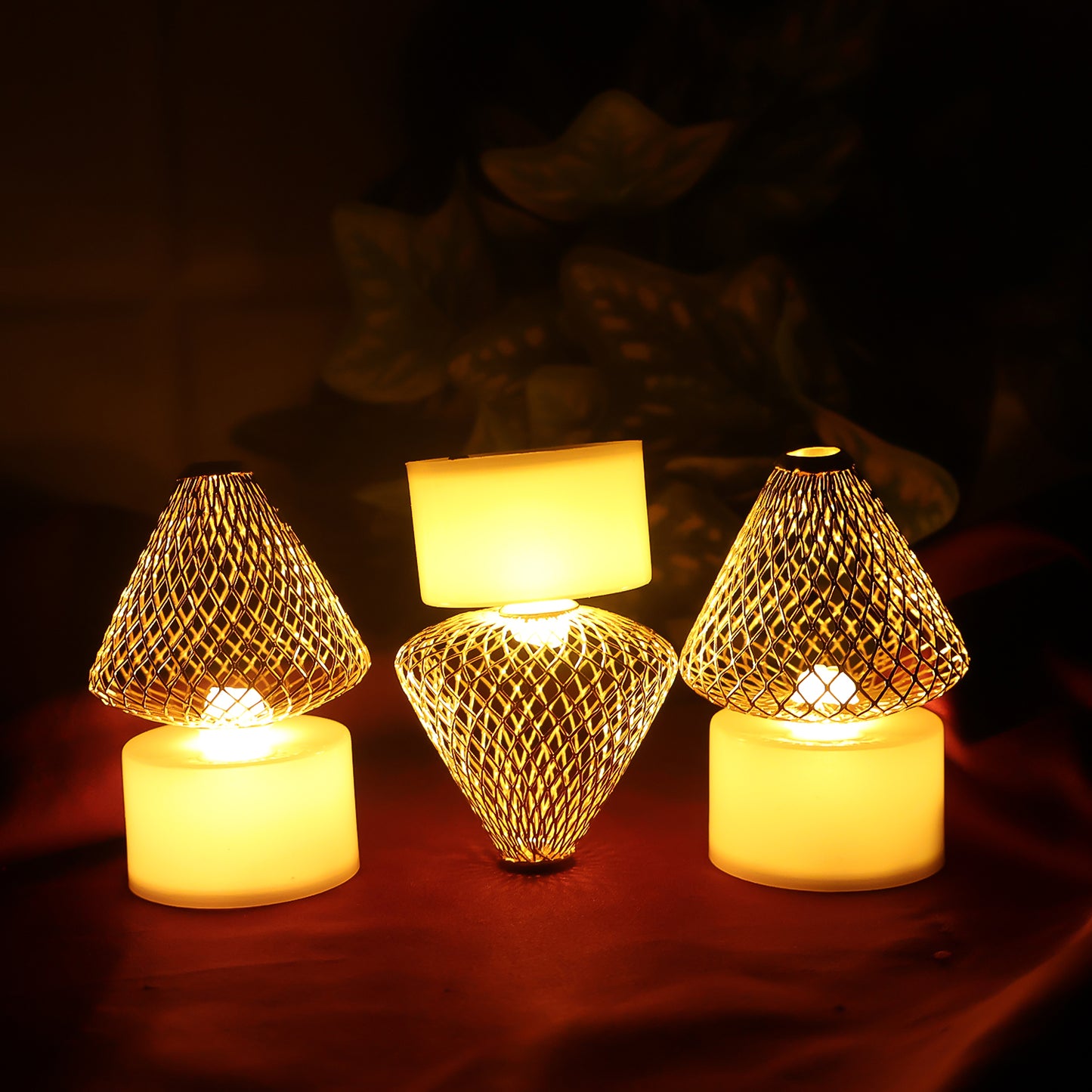 Set of 12 Golden Net Cover LED Flameless Candles - Happy Price - Image 5