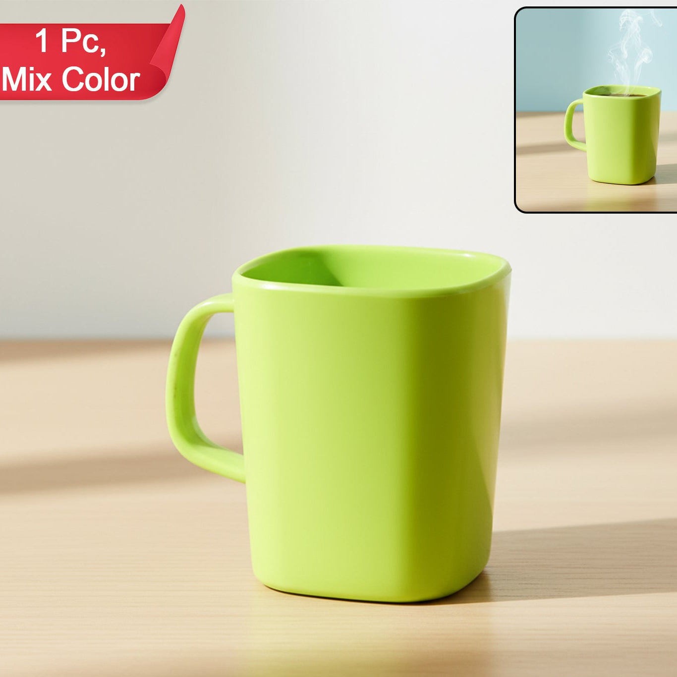 Square Melamine Coffee Mug - Durable & Lightweight Beverage Cup (1 Pc) - Happy Price - Image 1