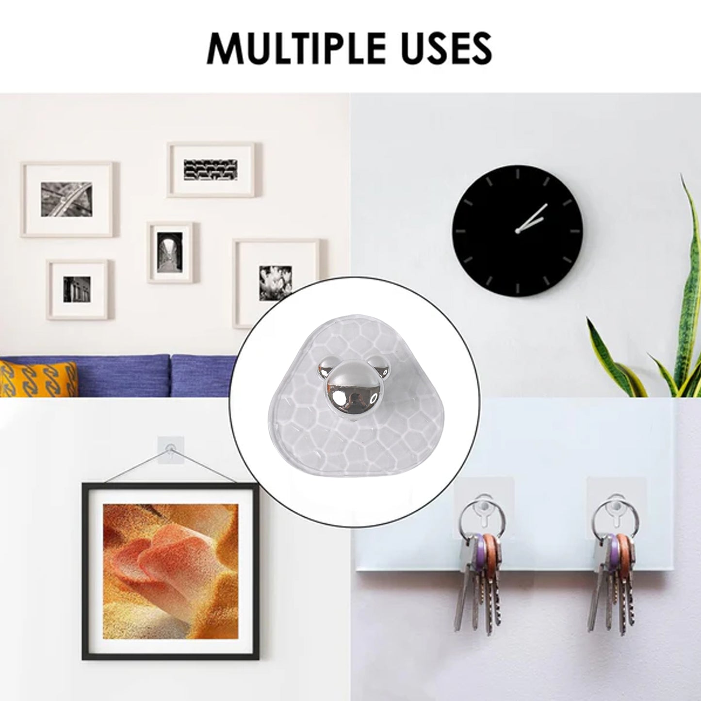 All-plastic Adhesive Wall Hooks - Strong No Damage Easy To Install (3 Pc Set) - Happy Price - Image 3