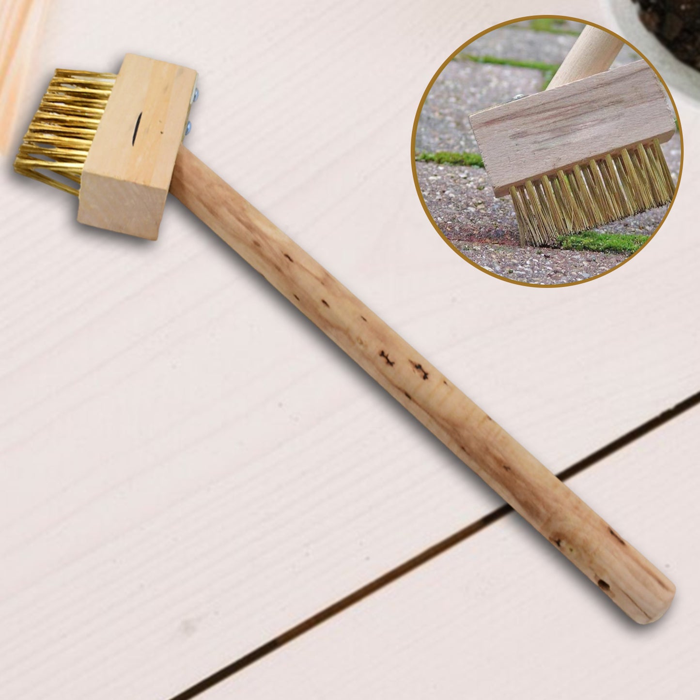 Paving Brush Wooden Block Paving Brush Patio Weed Remover Tool (1 Pc) - Happy Price - Image 2