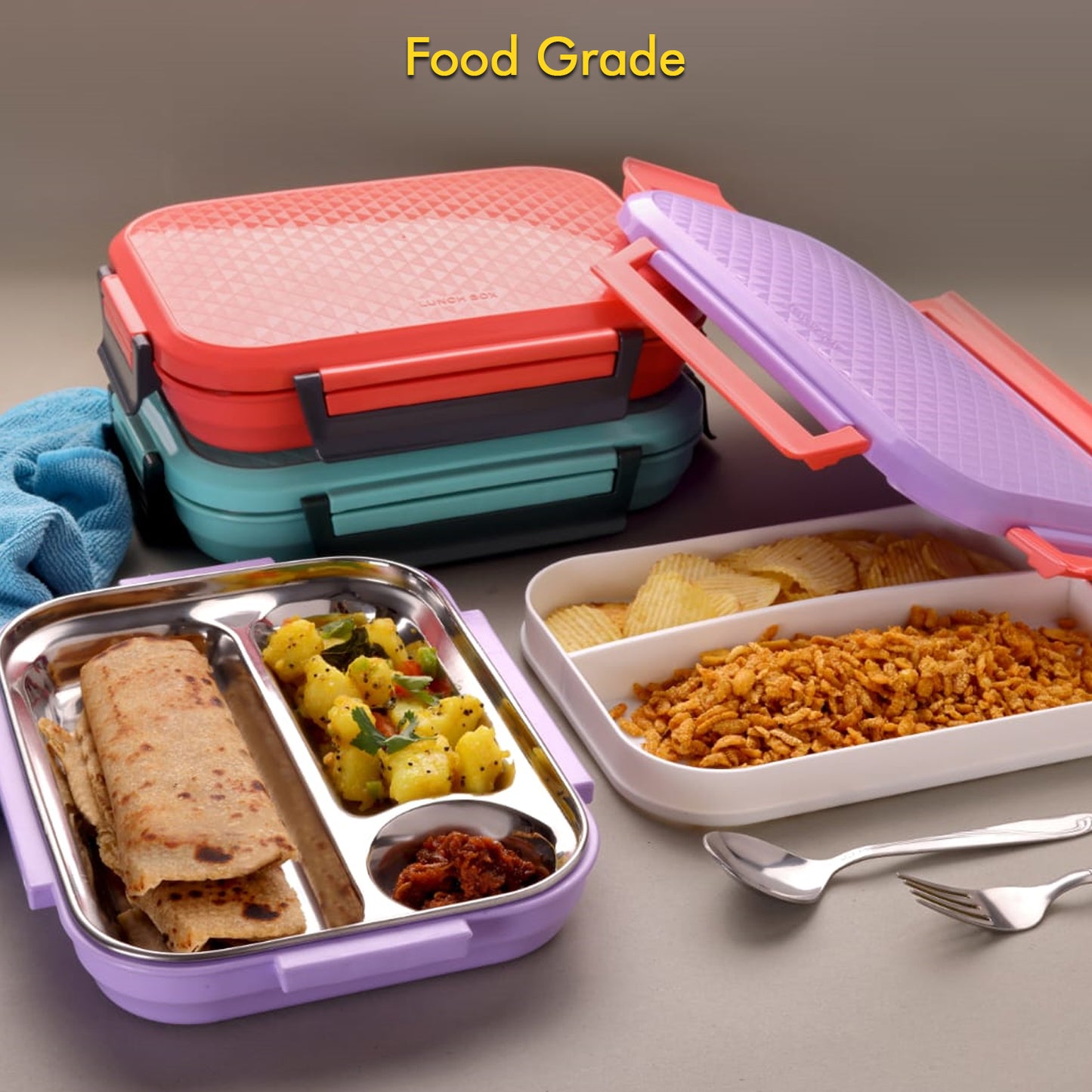 Lunch Box Plastic With Steel Plate Small Lunch Box High Quality Box For Kids School Customized Plastic Lunch Box For Girls Boy - Happy Price - Image 6