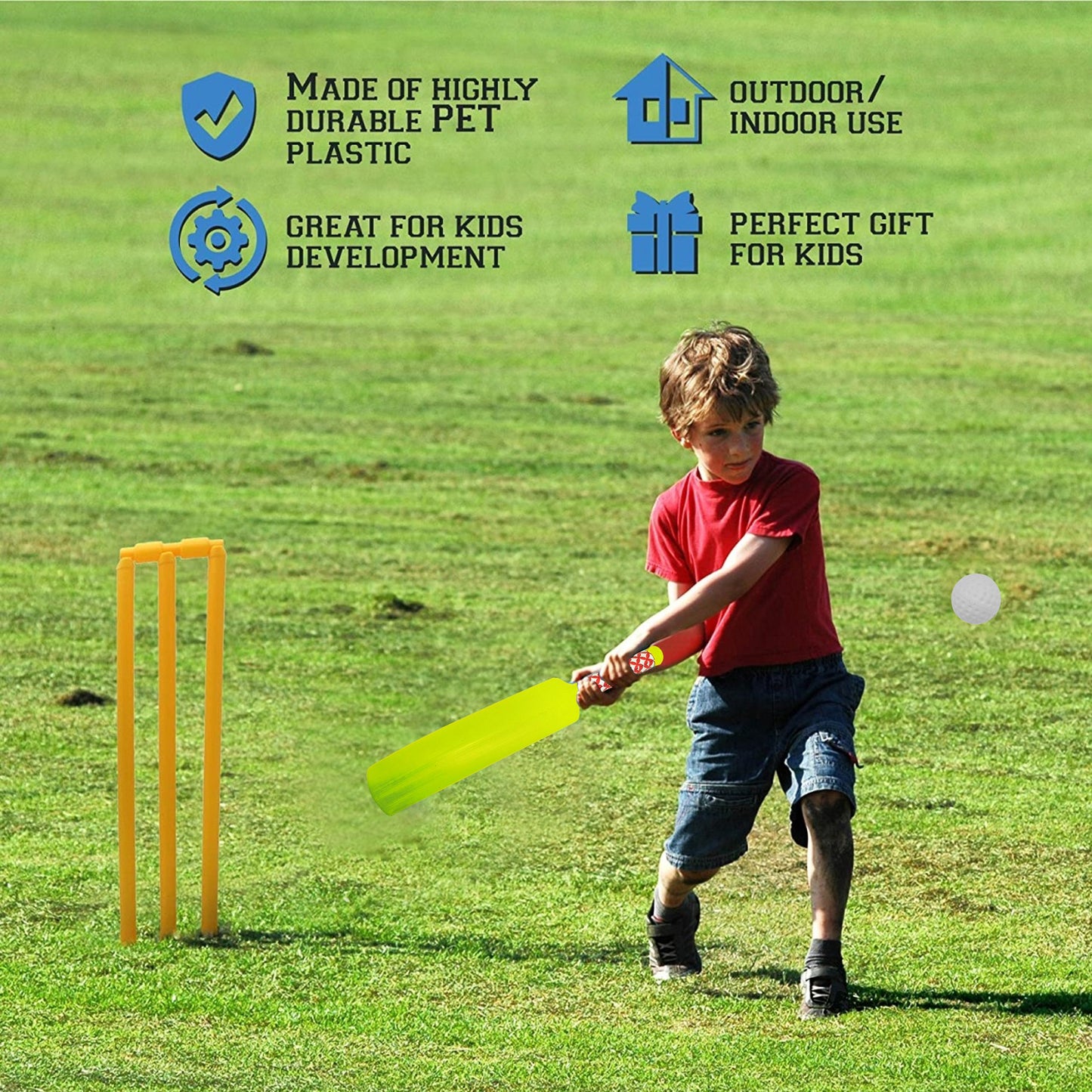 Plastic Cricket Bat and Ball Set for Kids - Lightweight Toy for Indoor/Outdoor Play - Happy Price - Image 6