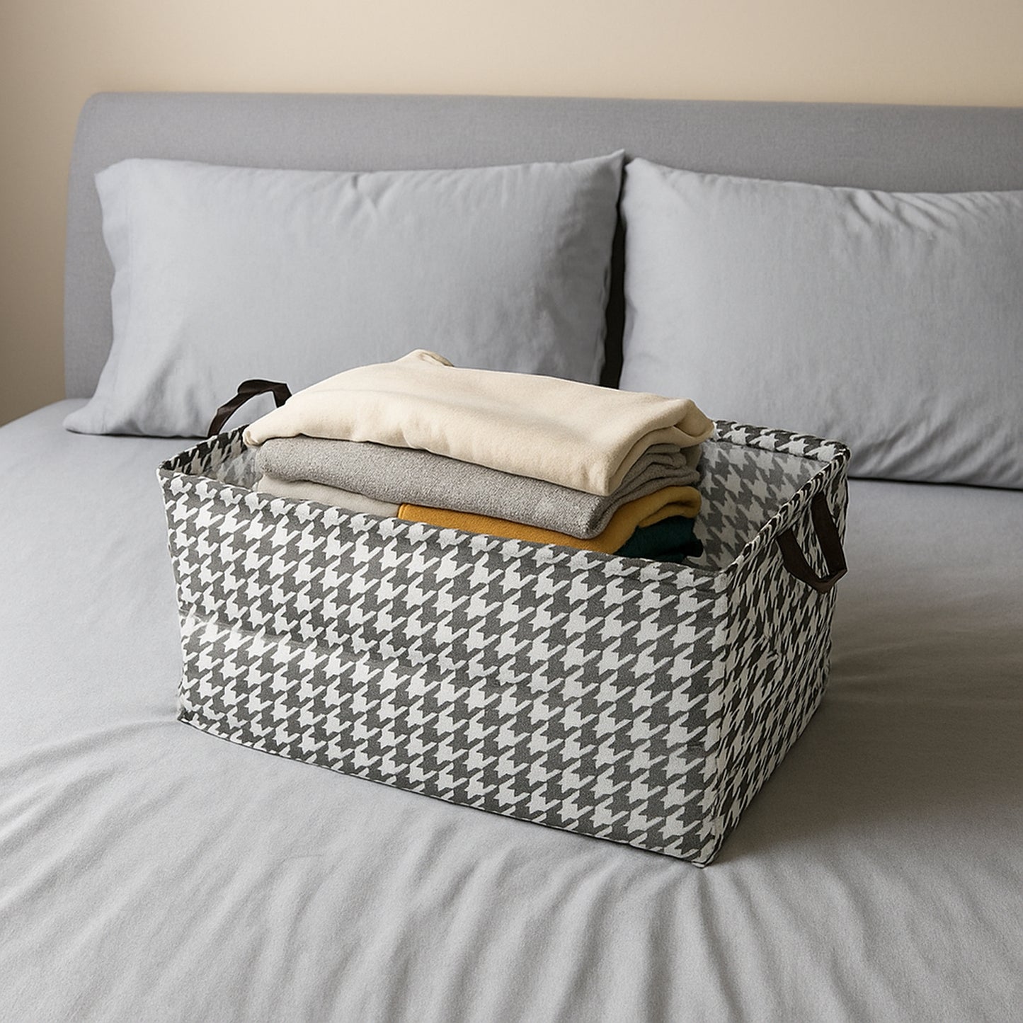 Foldable Fabric Storage Box with Handles - 47 x 28 cm Organizer Basket - Happy Price - Image 2