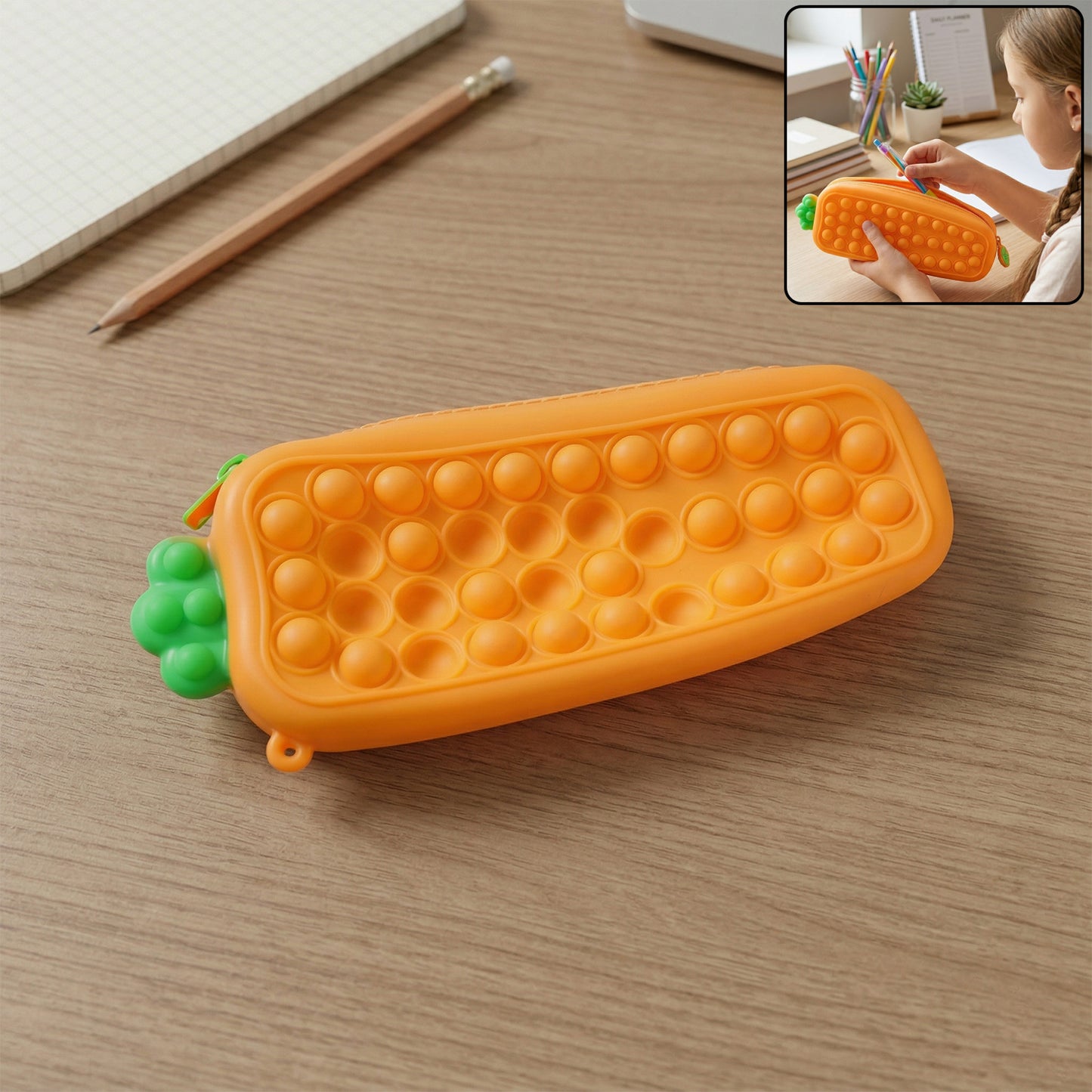 Silicone Pop It Pencil Pouch with Zipper - 1 Pc - Great Price - Image 2