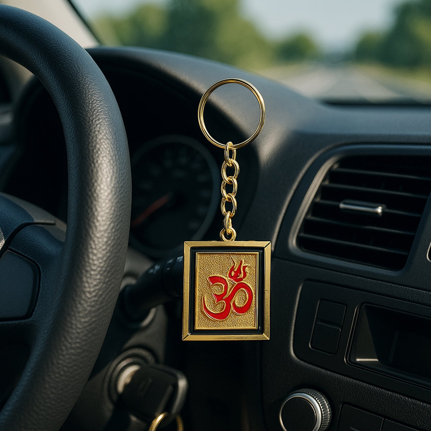 Om Trishul Golden Metal Keychain (1 Pc) - Spiritual Car Keyring - Happy Price - Image 4
