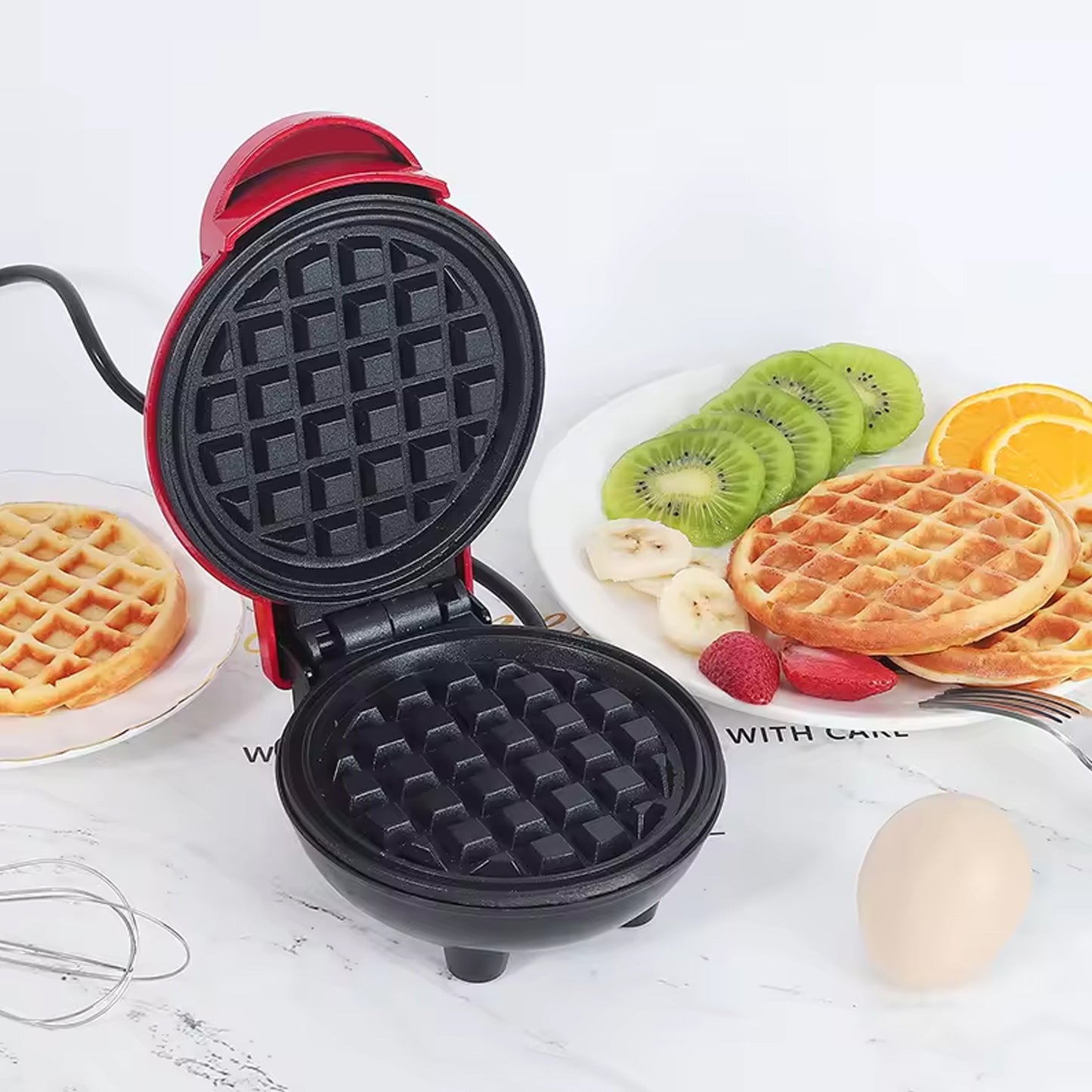 Mini Waffle Maker Machine Waffle Iron Home Appliances Kitchen Gift Easy To Clean On-stick Surfaces Perfect Breakfast Dessert Sandwich Pan Cakes Paninis Other Snacks Machine - Happy Price - Image 2