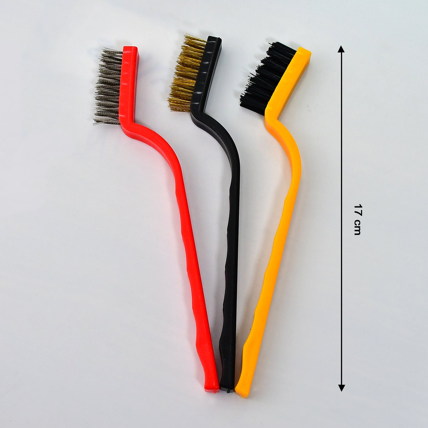 3pc Mini Wire Brush Set Brass Nylon Stainless Steel Bristles Household Cleaning Brush For Gas Stove Smoke Machine Tool Burner Tiles Tap Rust Removal Welding Slag Dirt Paint Scrubbing. - Happy Price - Image 4