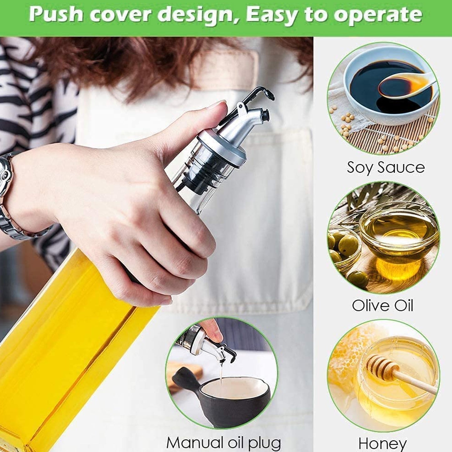 Glass Oil Dispenser & Spice Jar Set - 5 Pcs (2x 500ml Oil, 3x 250ml Spice) - Happy Price - Image 5