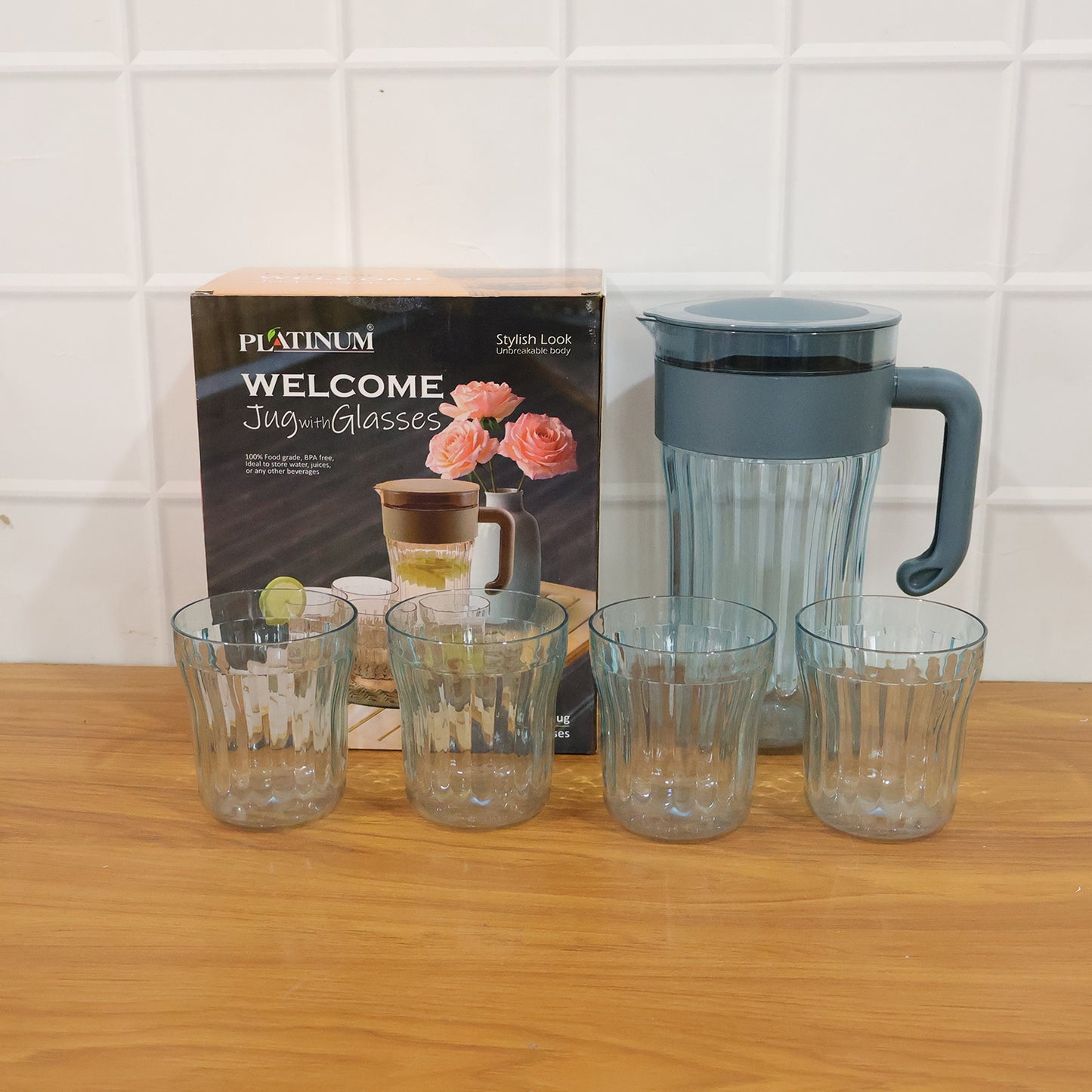 Plastic Jug and 4 Glass Set for Water, Juice - 1 Set - Great Price - Image 7