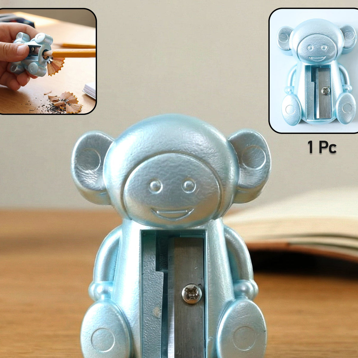 Cute Monkey Manual Pencil Sharpener for Kids - Single Hole, 1 Pc - Happy Price - Image 1