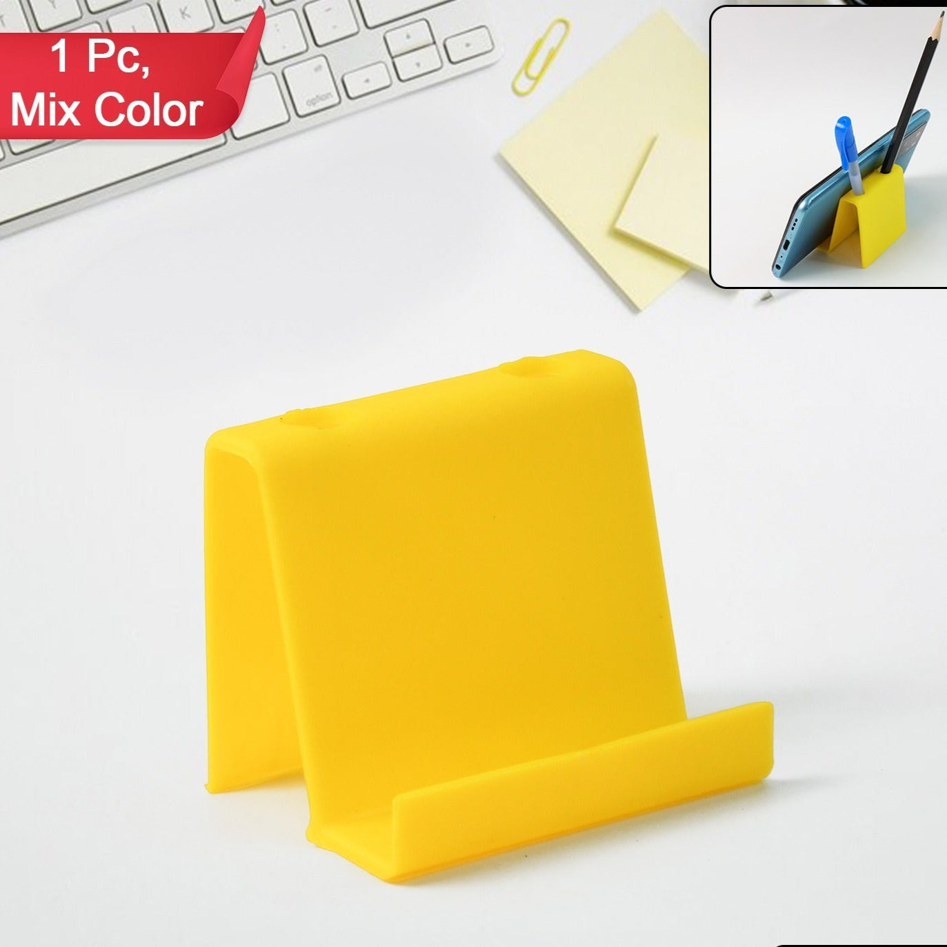 Multifunctional Plastic Mobile Phone Stand Pen Holder (1 Pc Mix Color) - Happy Price - Image 1