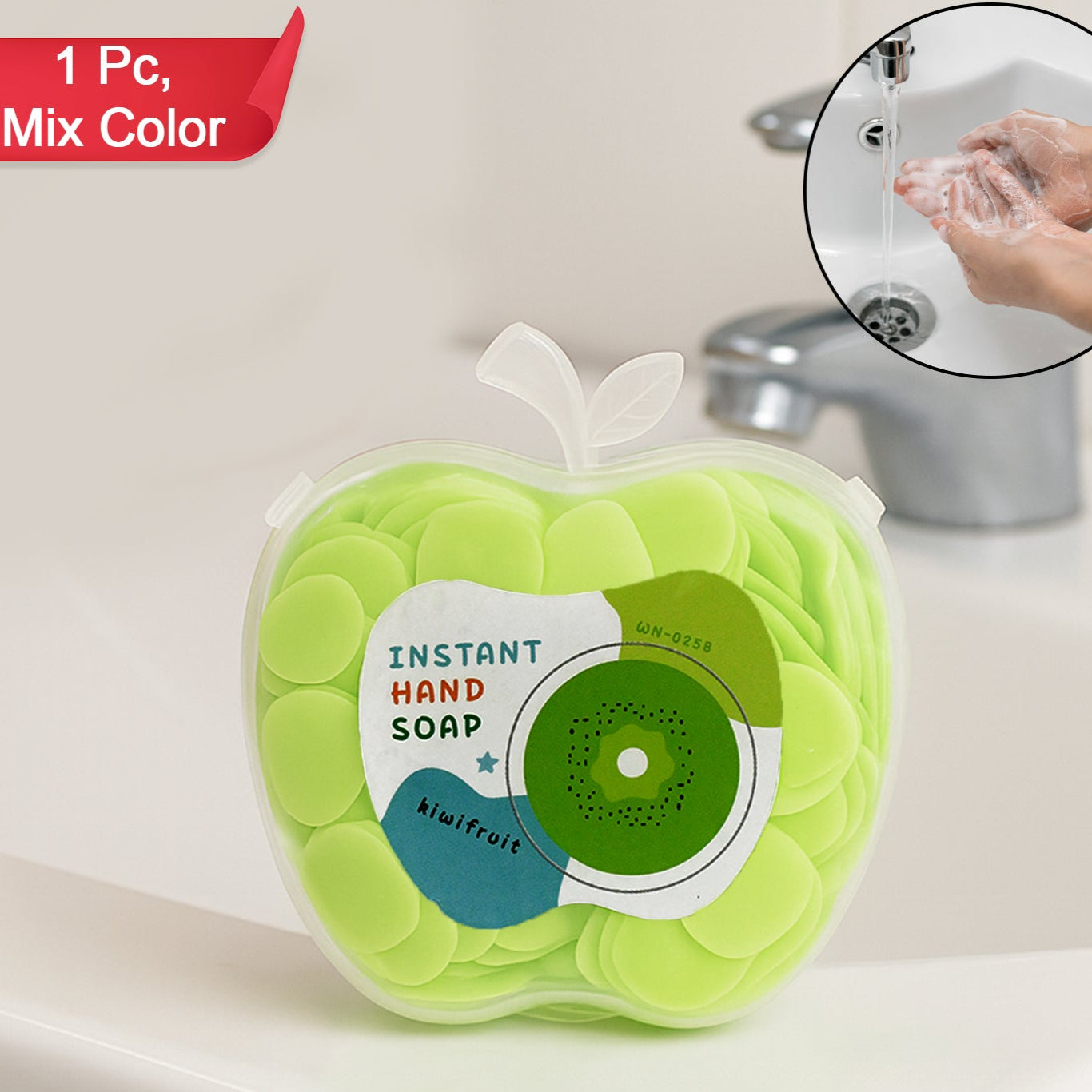 Portable Paper Soap Sheets with Apple Case - 1 Pc, Mixed Colors - Happy Price - Image 1