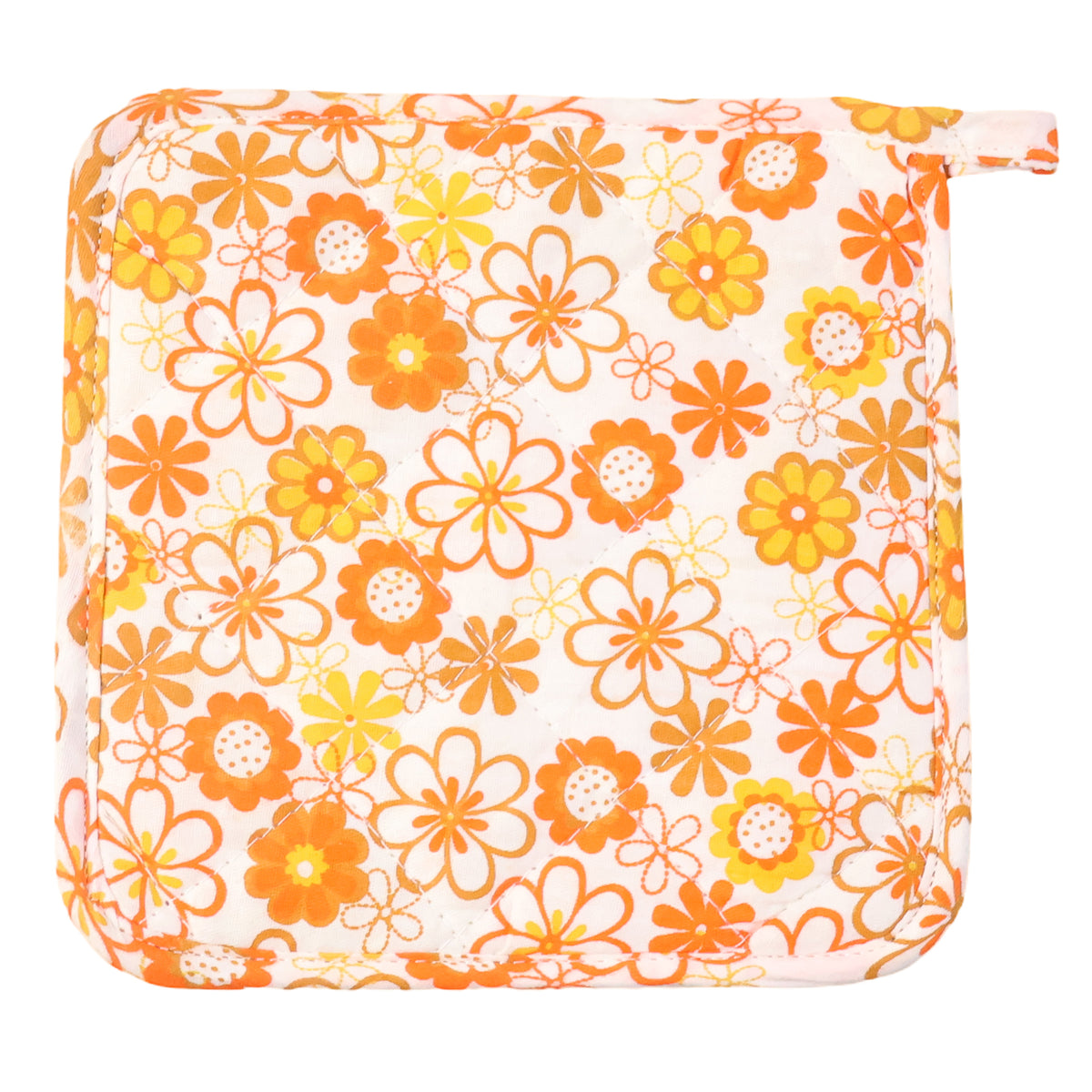Floral Print Quilted Pot Holder Pad for Kitchen - Heat Resistant Oven Mitt (1 Pc, 16x16 Cm) - Happy Price - Image 5