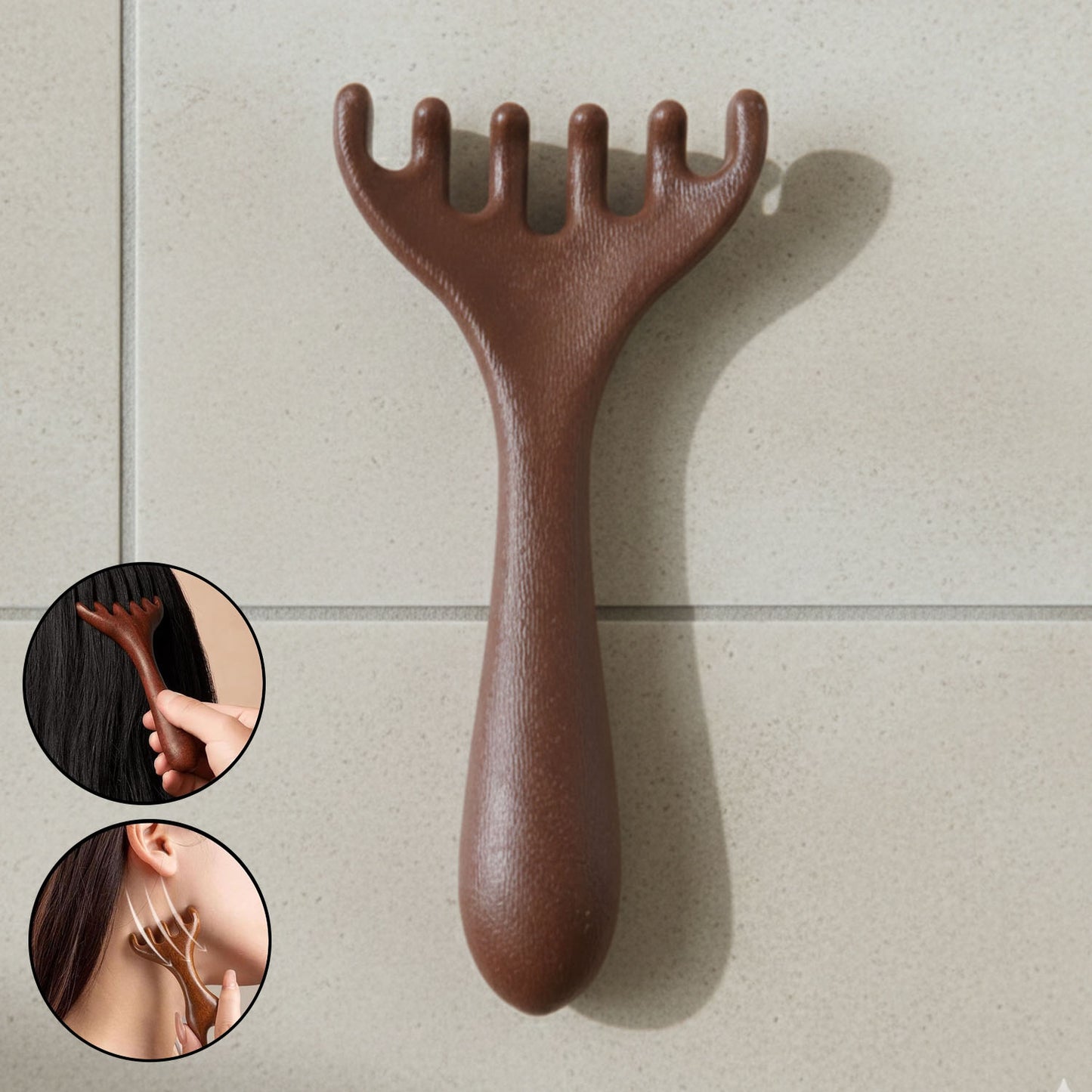 Manual Wooden Style Head & Neck Massager (1 Pc) for Stress Relief - Happy Price - Image 2
