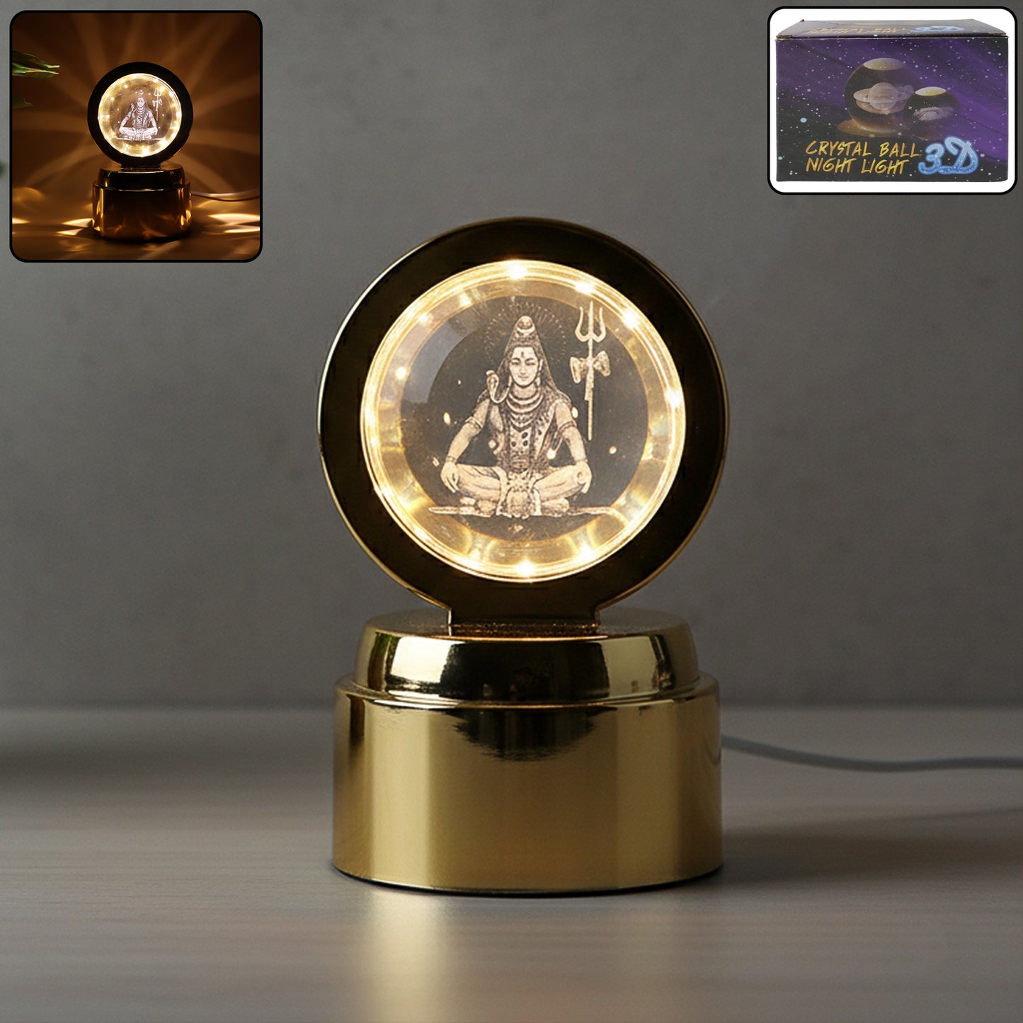 Mahadev 3D Crystal Ball Rotating Night Light (1 Pc) - Great Price - Image 7