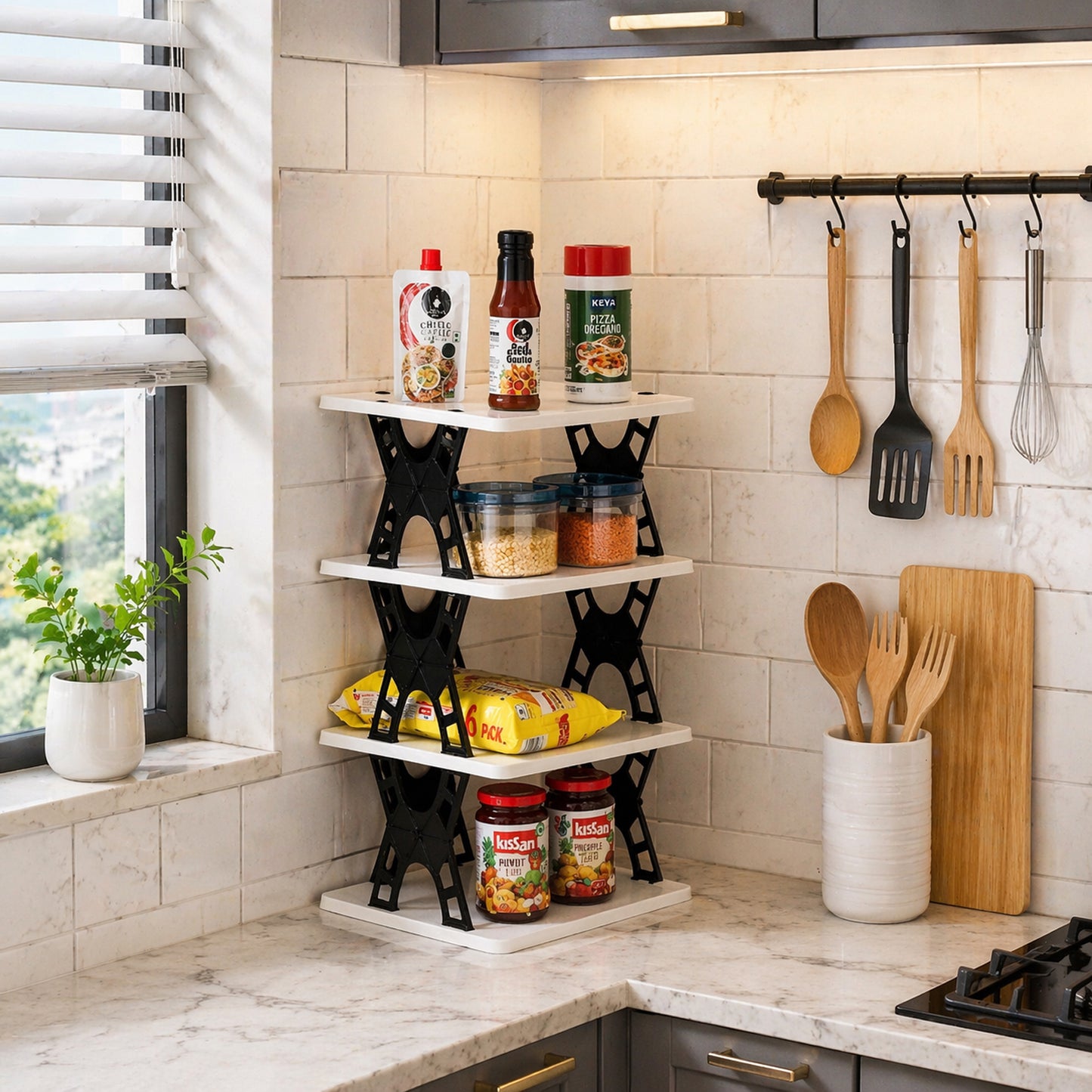 Foldable 4-Tier Multipurpose Storage Rack Organizer (1 Pc) - Great Price - Image 3