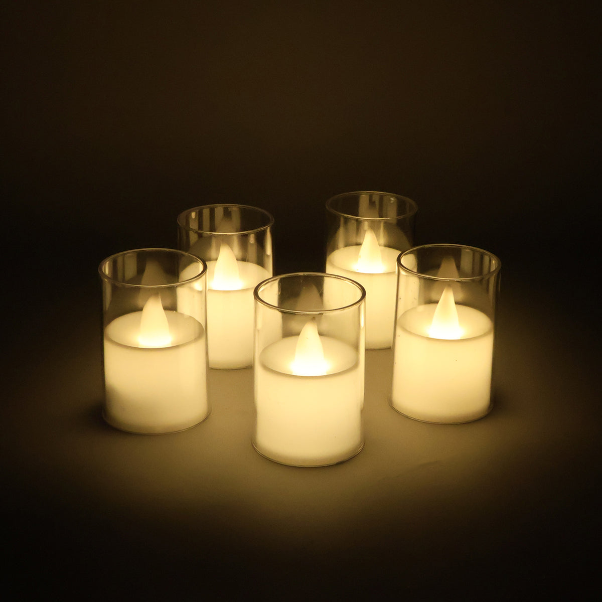 Set of 6 Flameless LED Votive Candles with Glass Holders - Happy Price - Image 3