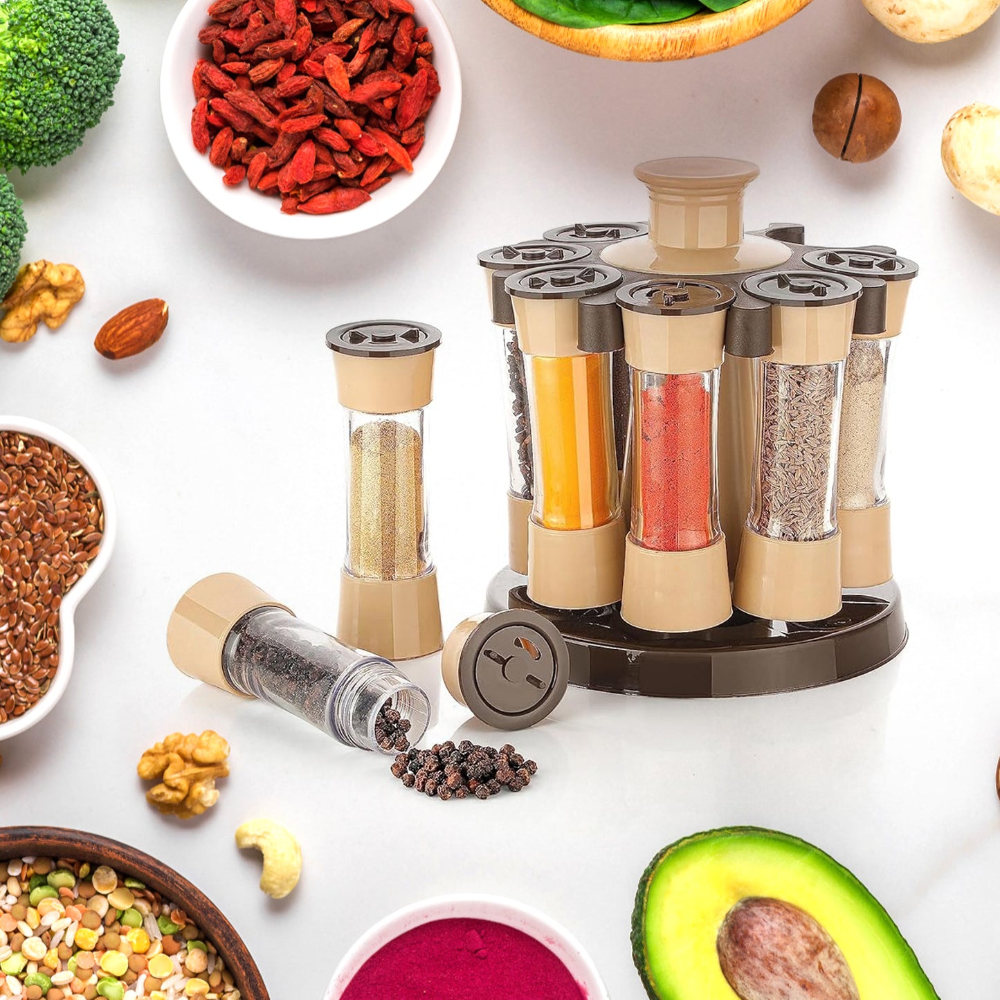 360 Revolving Spice Rack For Kitchen And Dining Table 8 Spice Jars - Happy Price - Image 5