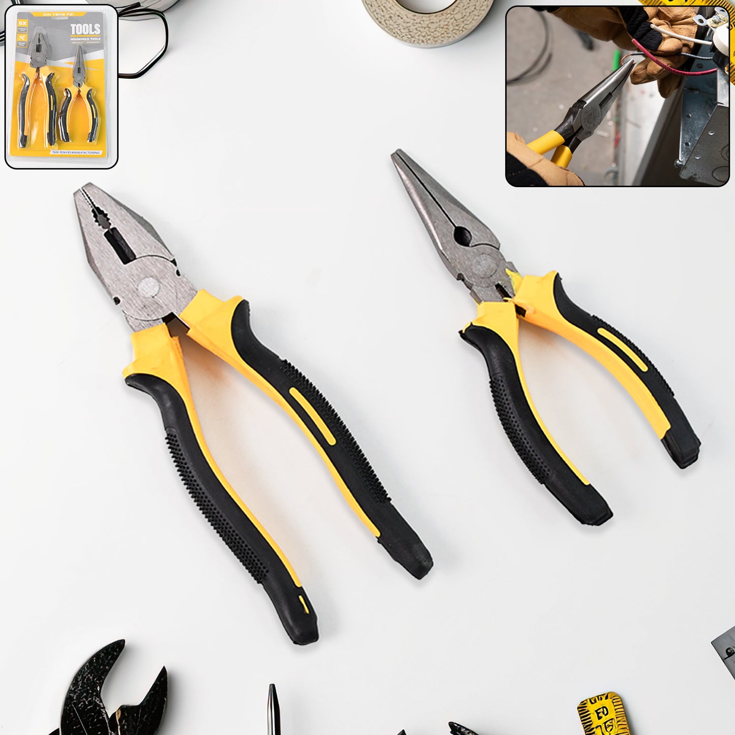 Long Nose Plier And Flat Mouth Plier Combo Tools (2 Pc Set) - Happy Price - Image 6