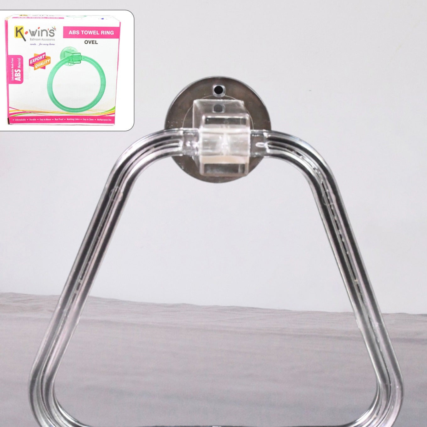 Unbreakable Abs Square Towel Ring Wall Mounted Stand Holder (1 Pc) - Happy Price - Image 1