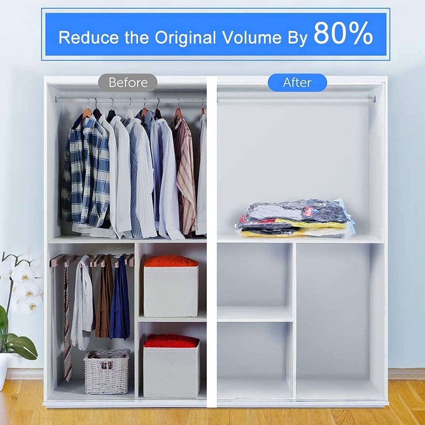 Vacuum Storage Bags With Suction Pump Shirt Clips - Vacuum Bags - Big Capacity Vacuum Seal Bags For Travel Clothes Blankets Pillows Compression Bags Space Saver Vacuum Storage Bags (5 Pcs Set) - Happy Price - Image 6