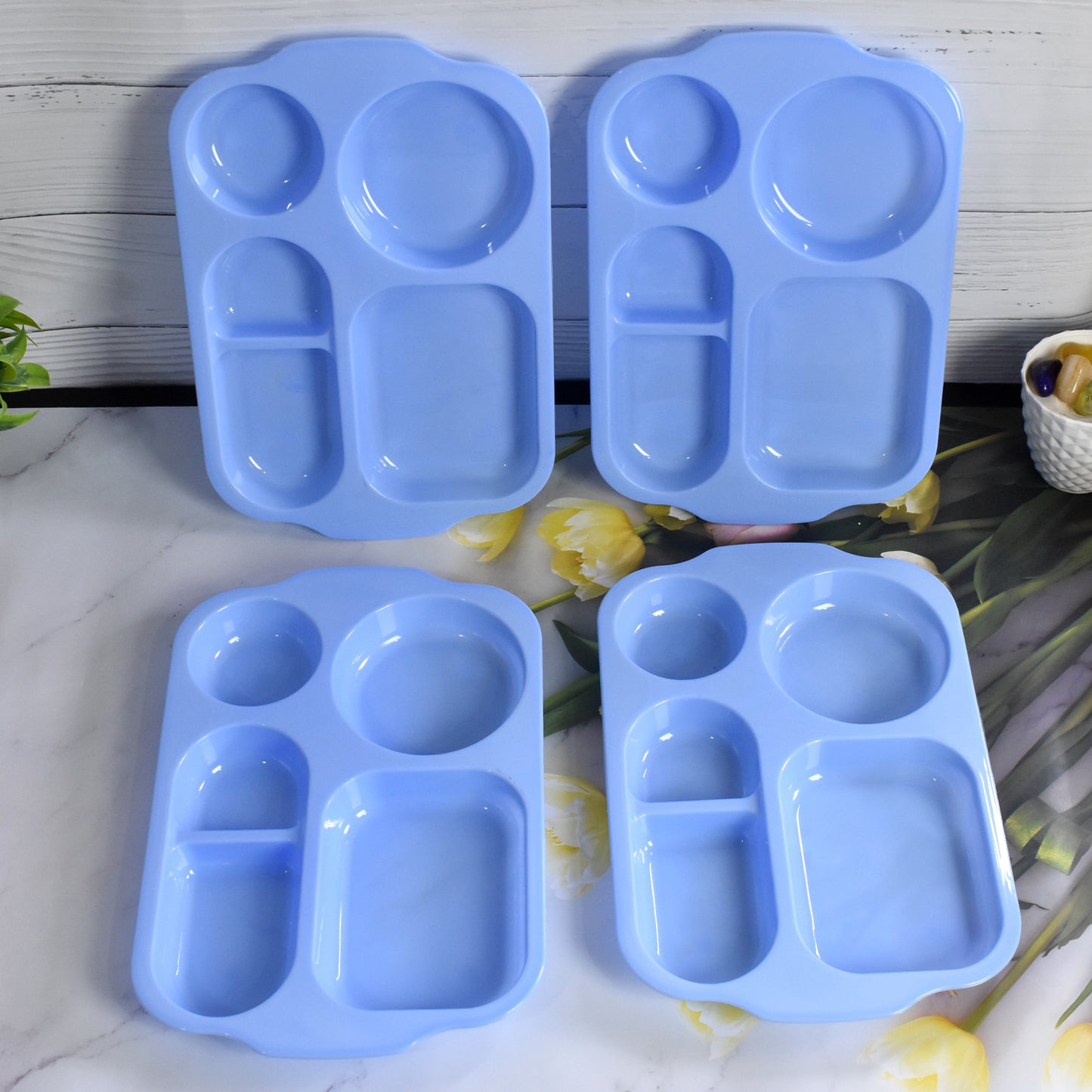 Unbreakable Plastic Food Platesbiodegradable 5 Compartment Square Plate For Food - Happy Price - Image 2