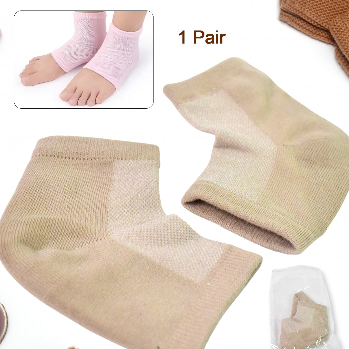 Heel Socks Overnight Heels While You Sleep (1 Pair Mix Color) - Happy Price - Image 1
