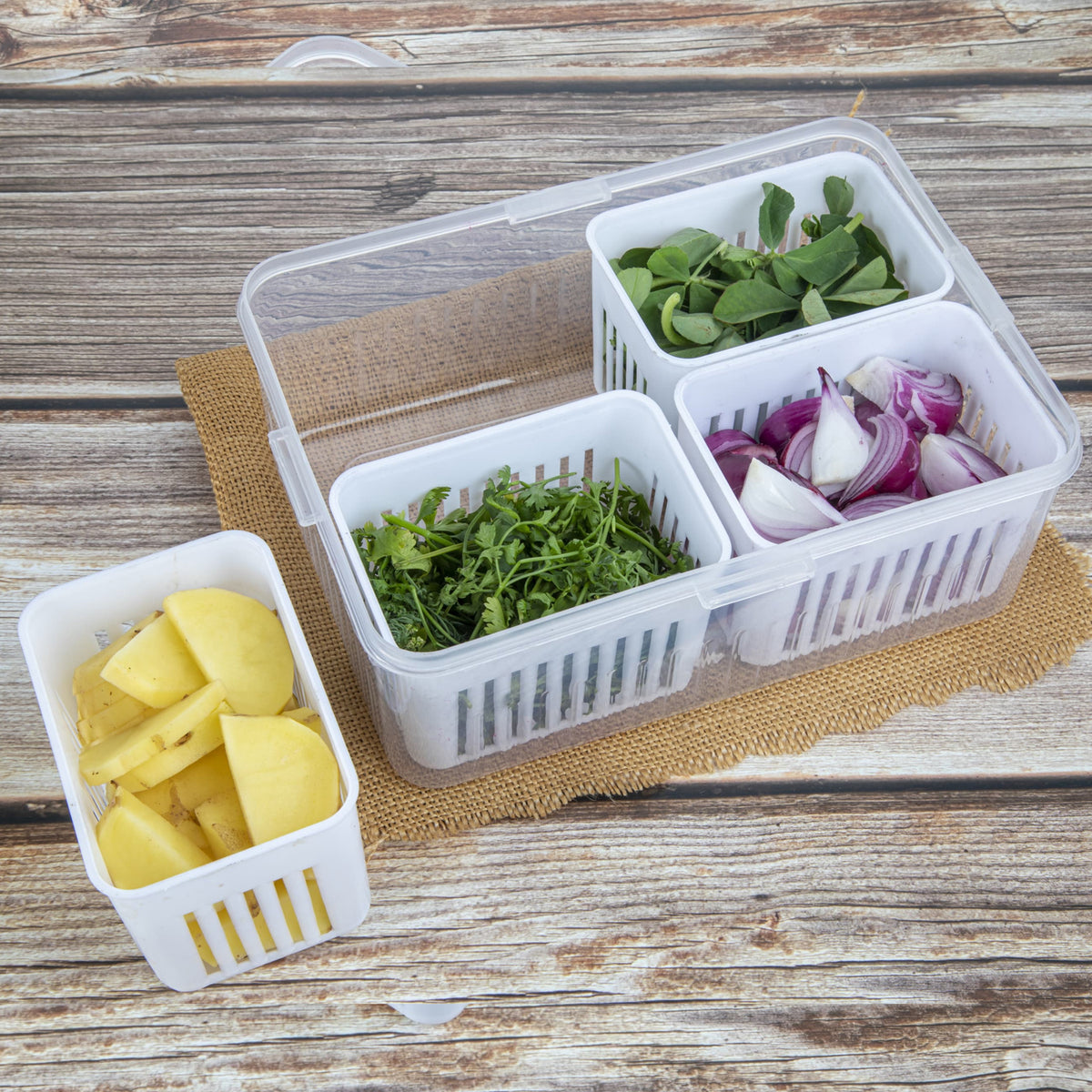 Fridge Storage Boxes Freezer Storage Containers Container For Kitchen Storage Set Storage In Kitchen Vegetable Storage Draining Crisper Refrigerator Food Box (1 Pc) - Happy Price - Image 3