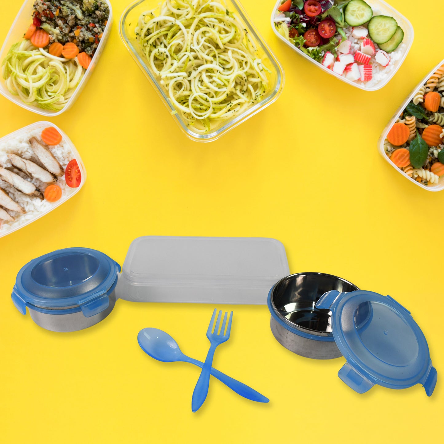Sumo Lunch Box With Lunch Bag Plastic Lunch Box Plastic Spoon Fork (2 Pc Set With Lunch Box) - Happy Price - Image 5