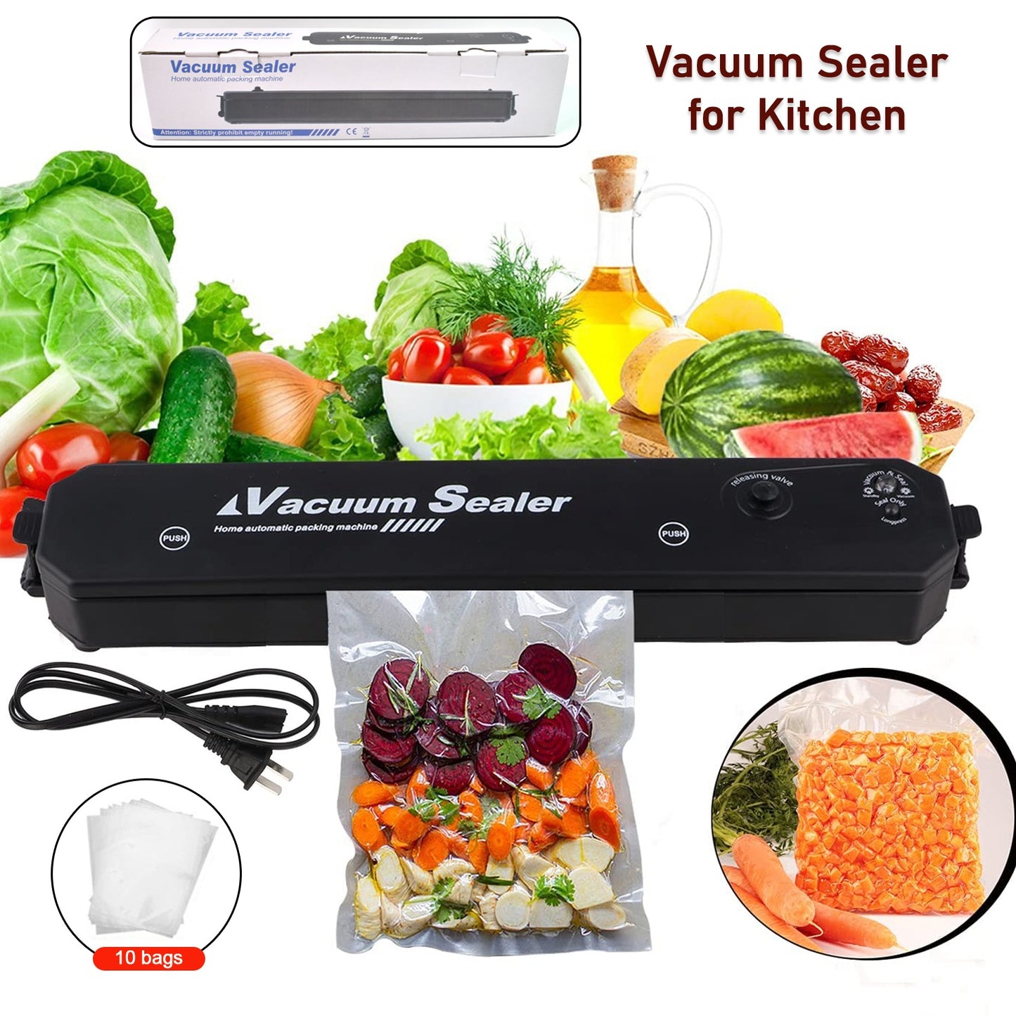 Vacuum Sealer Machine With 10 Pcs Bag (1 Set) - Happy Price - Image 2