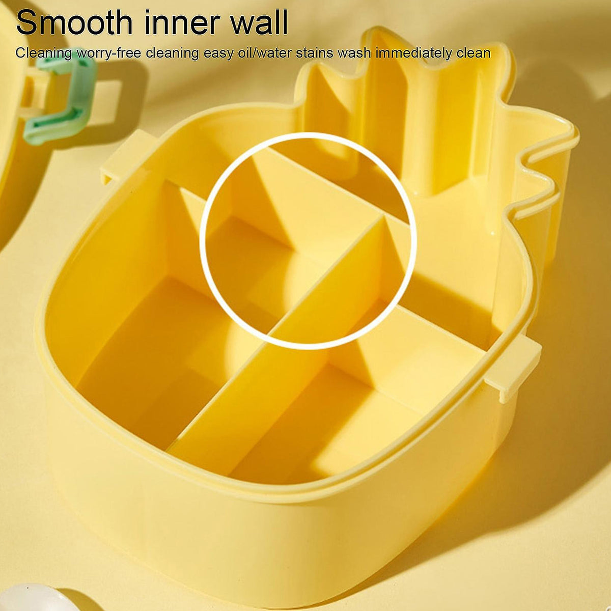 Kids Lunch Box Cute Pineapple Shaped Bento Box With Fork Spoon Snack Candy Container Microwave Portable Office Lunch Box (1 Pc With Spoon Fork Color Box) - Happy Price - Image 6
