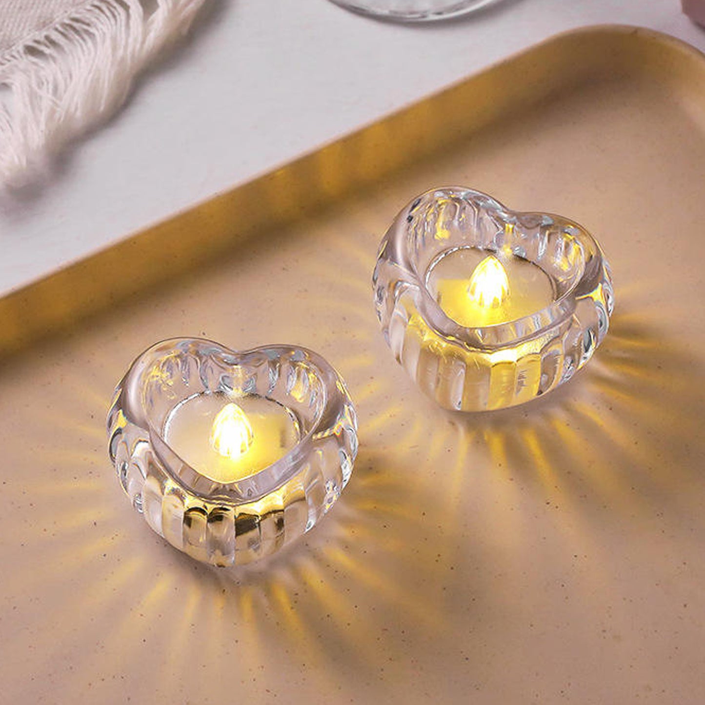 Set of 12 Heart Shaped Flameless LED Candles - Decorative Tealights for Ambiance - Happy Price - Image 5