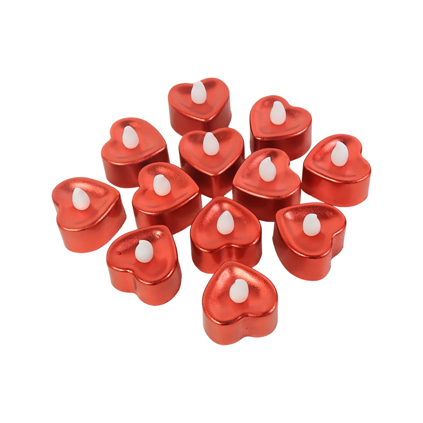 Heart Shaped LED Tealight Candles - 12 Pc Mix Color, Flameless & Safe for Decor - Happy Price - Image 2