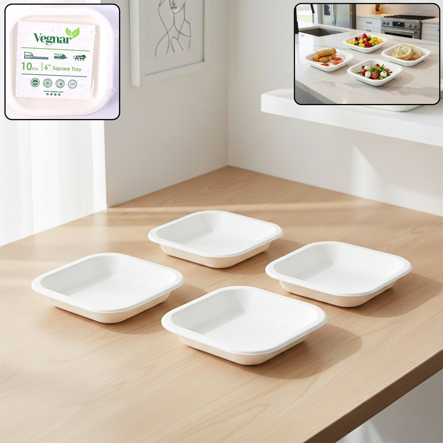 10 Pc Disposable Square Food Trays for Snacks & Meals - Happy Price - Image 2