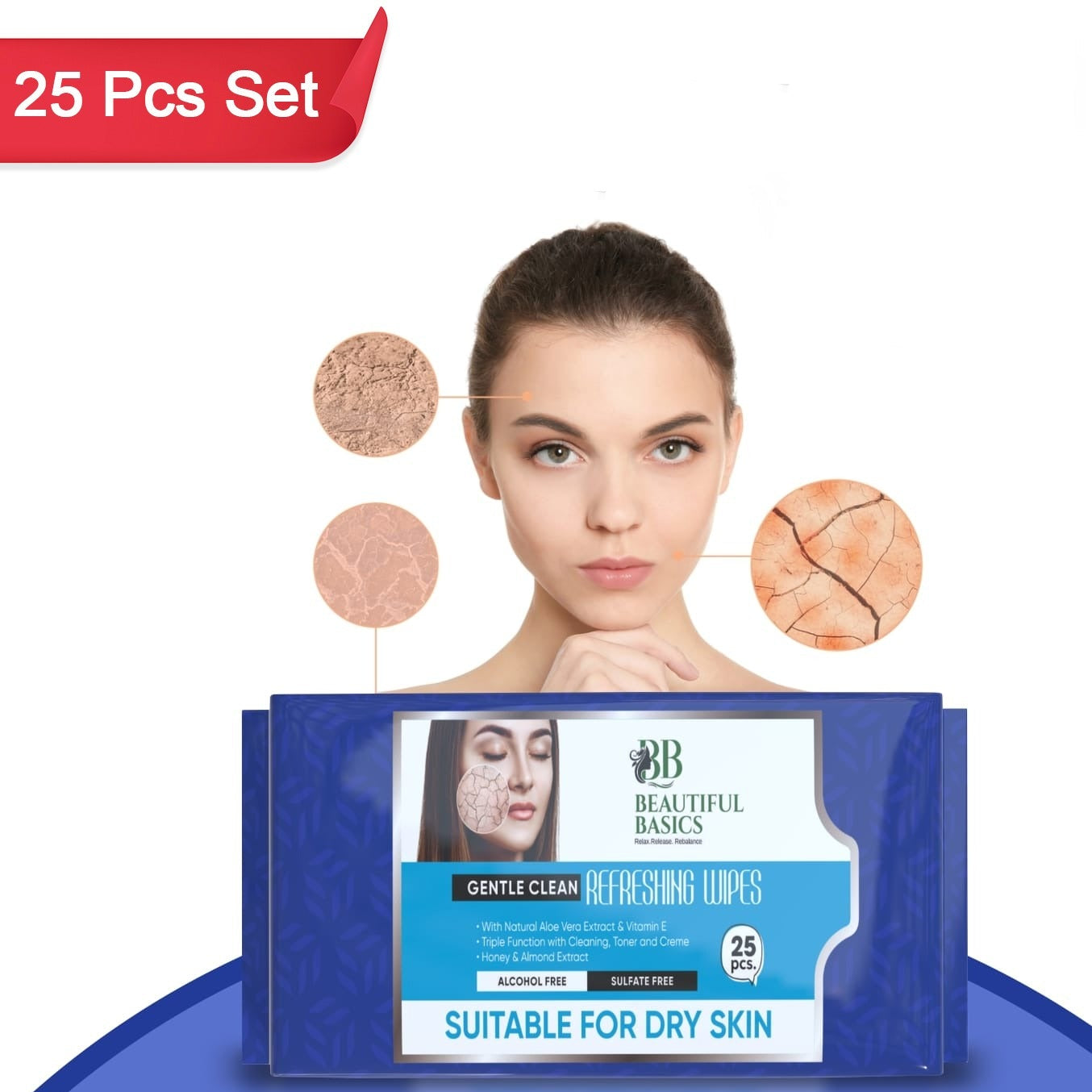 Refreshing Wet Wipes For Face Facial Cleansing Refreshing Skin Hydration Soothing For Skin Ph Balance Alcohol Free Nourishing With Fruit Extract 25 Wipes - Happy Price - Image 1