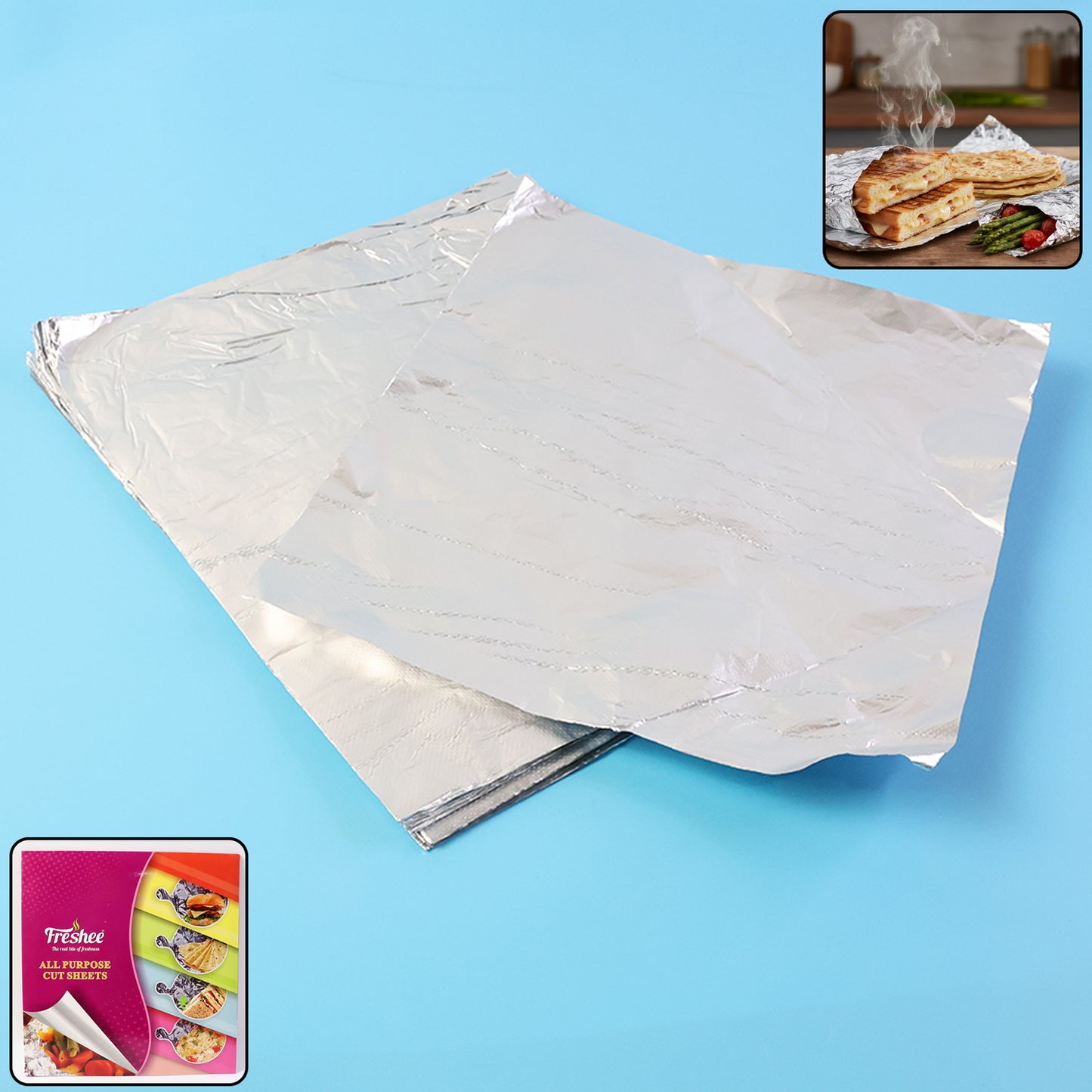 Aluminium Foil Cut Sheets 220x250 mm - 50 Sheets for Food Packaging - Happy Price - Image 2